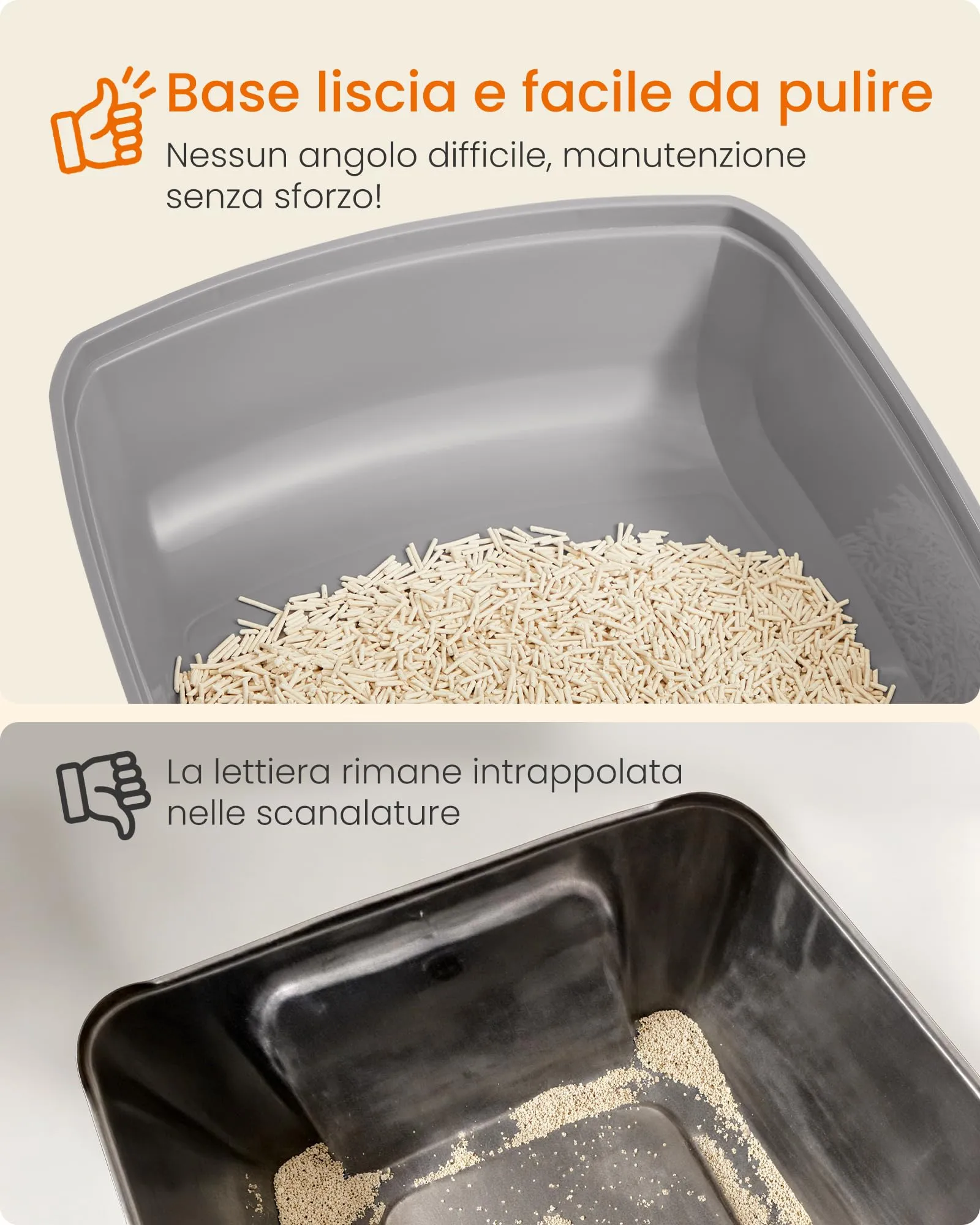 Feandrea Vassoio Lettiera per Gatti con Bordi Alti, XL, Bianco Nuvola PPT009W101 - immagine 5