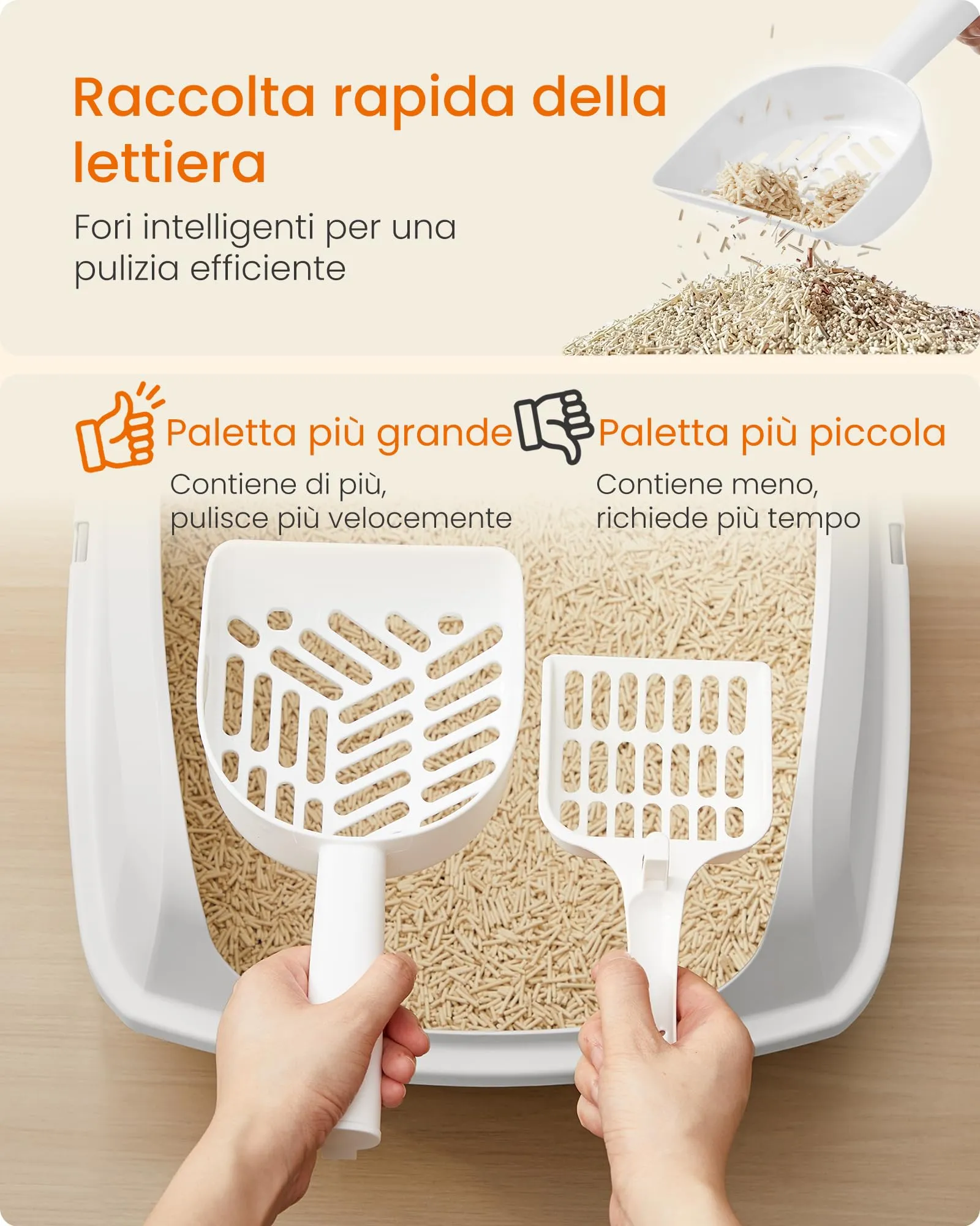 Feandrea Vassoio Lettiera per Gatti con Bordi Alti, XL, Bianco Nuvola PPT009W101 - immagine 6