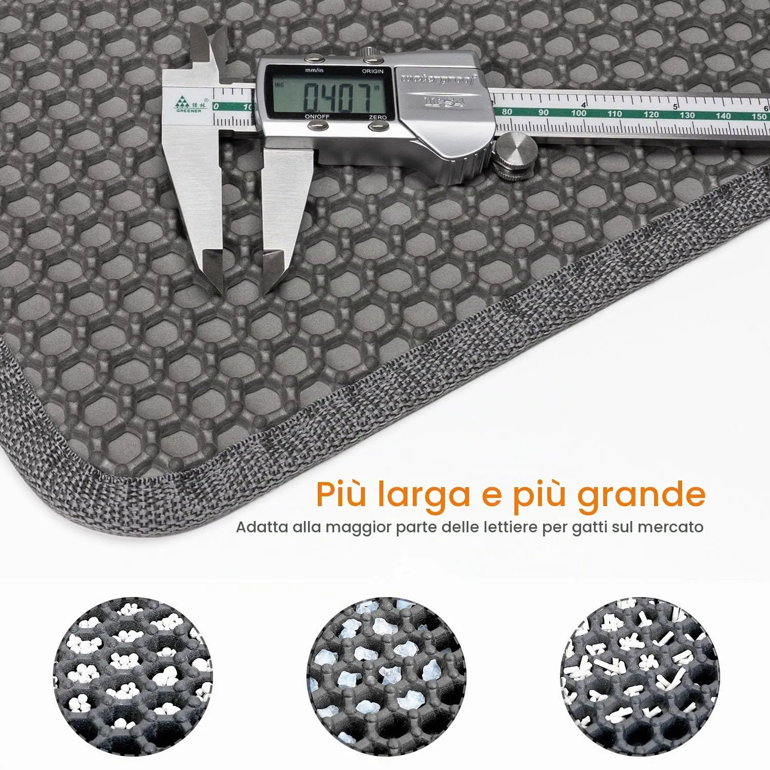 Conlun Tappetino Lettiera Gatto 58x42 cm, Grigio (2 Confezioni) - immagine 3