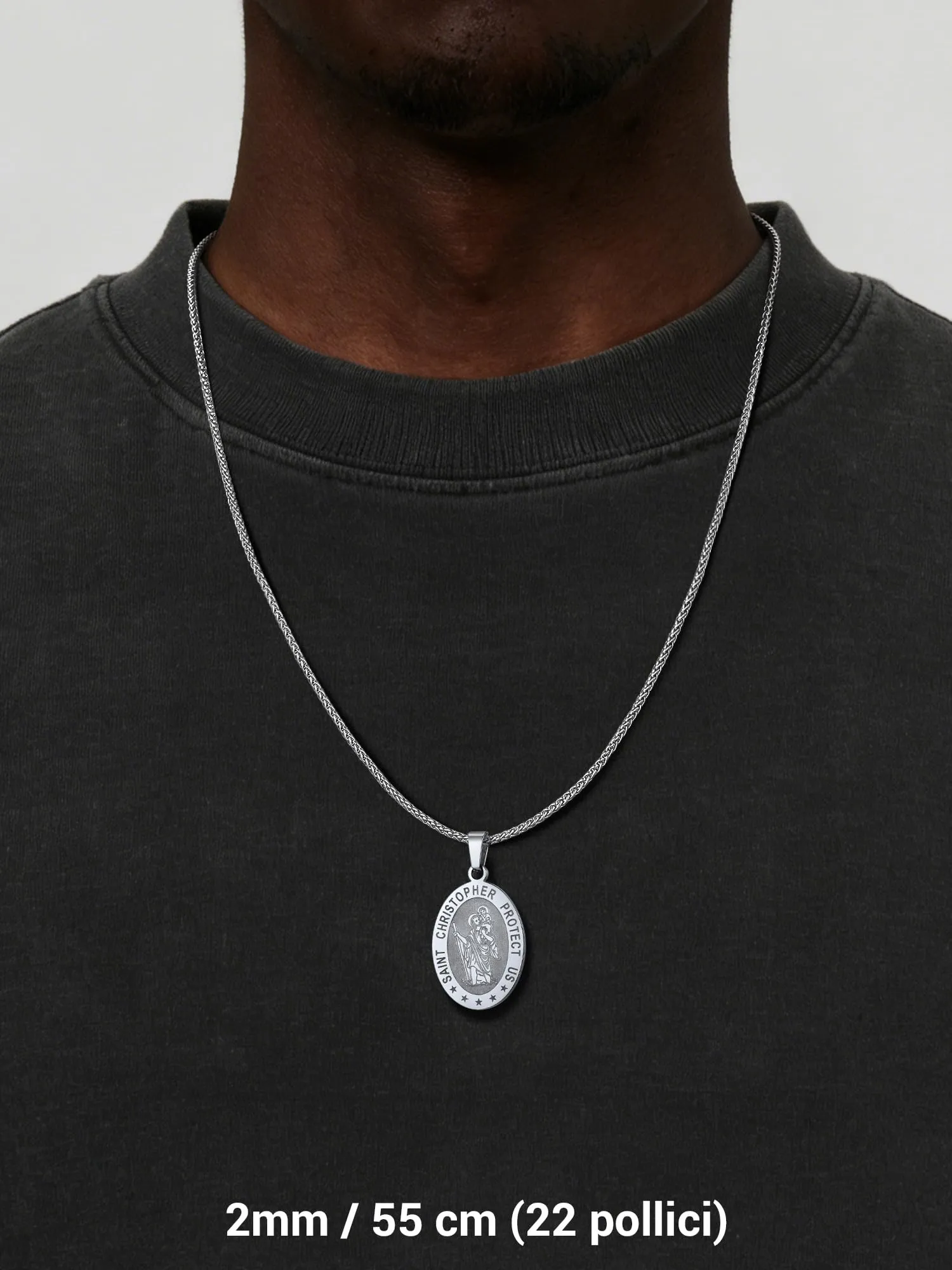 PROSTEEL Collana a Maglia Spiga in Acciaio Inox 316L, 2mm x 66cm - immagine 2