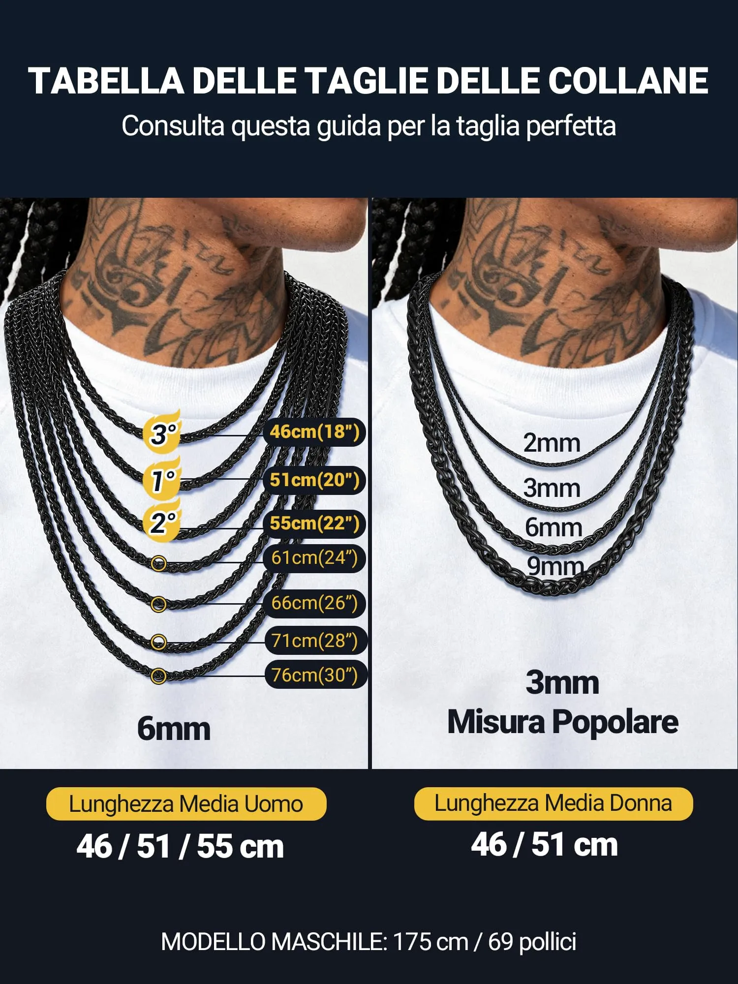 PROSTEEL Collana a Maglia Spiga in Acciaio Inox 316L, 9mm x 76cm - immagine 7