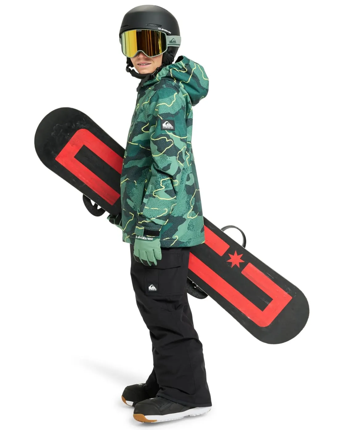 Quiksilver Mission Printed Snow Jacket - Camostrokes Trekking Green - Size 10 - immagine 2