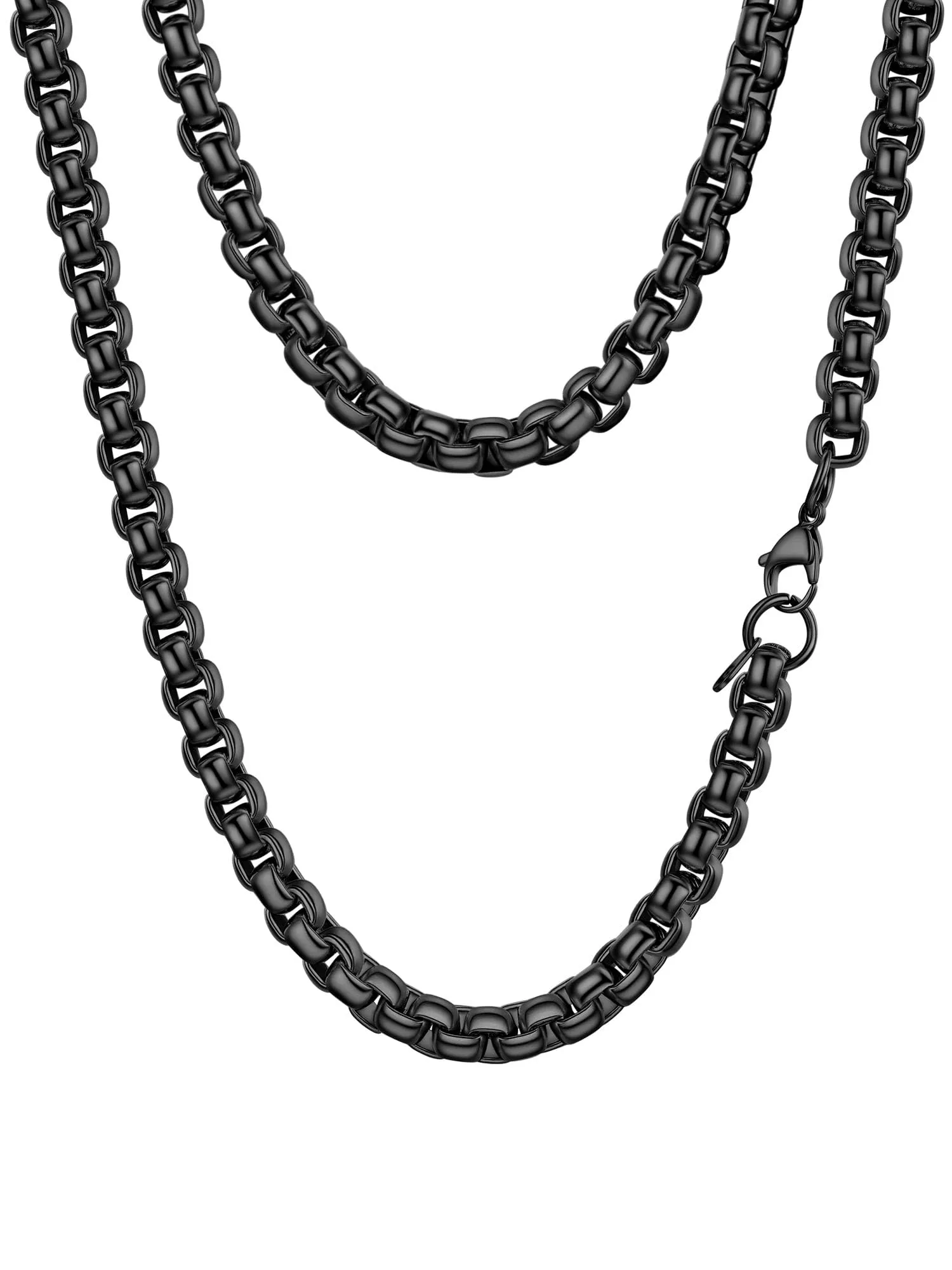 PROSTEEL Collana a Maglia Veneziana in Acciaio Inox Chirurgico, 8mm, 71cm, Nero - immagine 1