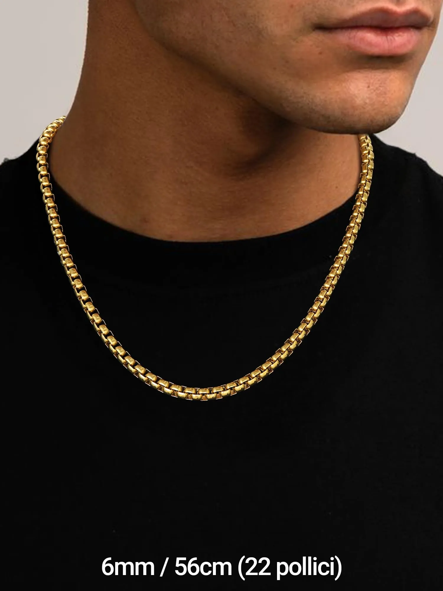 PROSTEEL Collana a Maglia Veneziana in Acciaio Inox Chirurgico, 6mm, 55cm, Oro - immagine 2