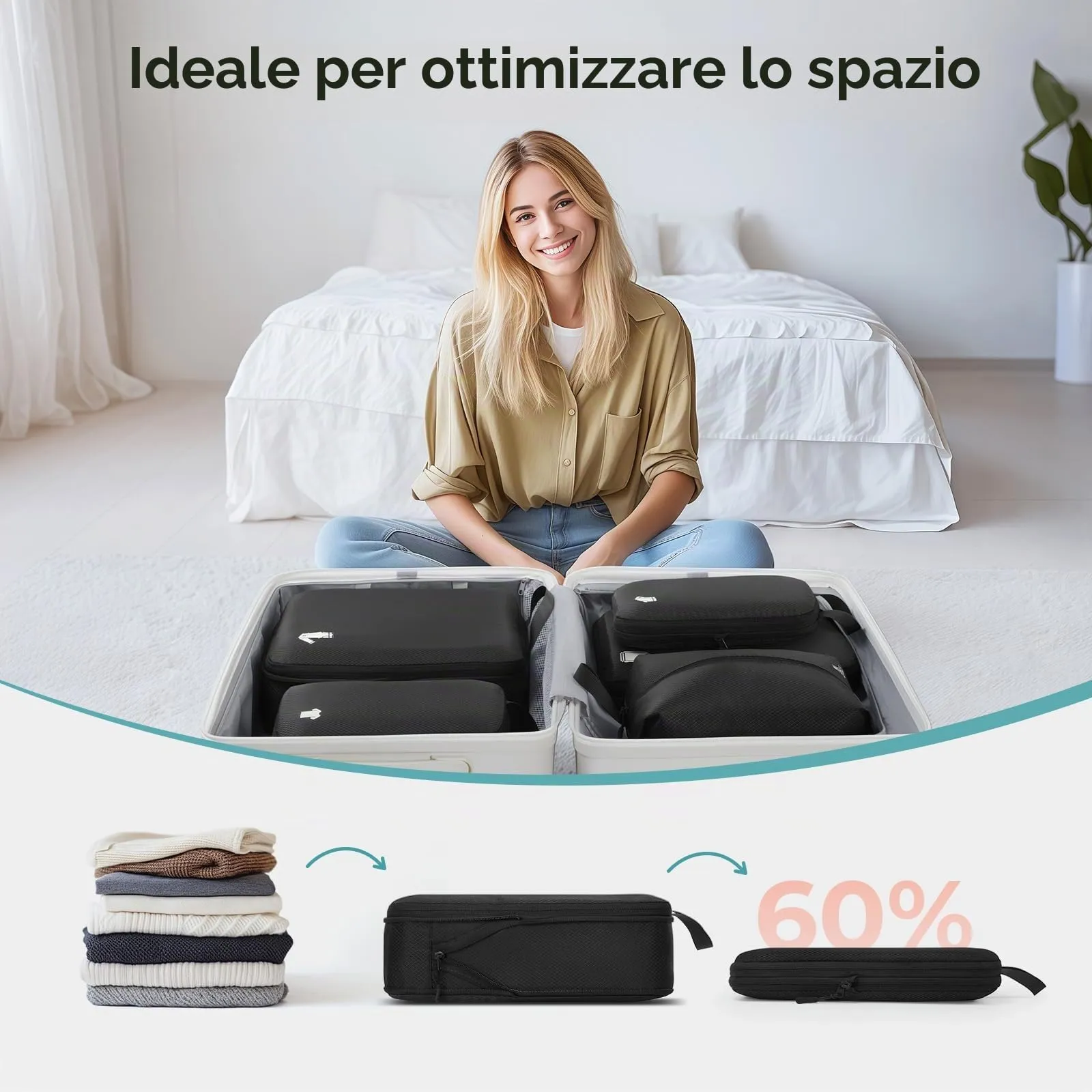Samfolk Travel Packing Cubes Compression Set, 8 Pieces - immagine 2