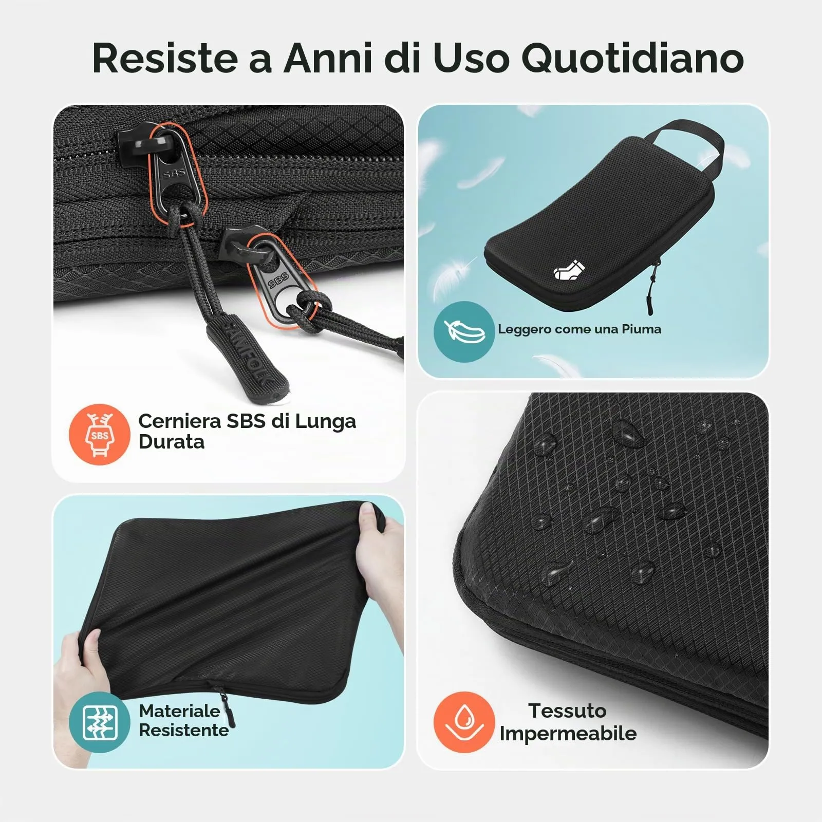 Samfolk Travel Packing Cubes Compression Set, 8 Pieces - immagine 3