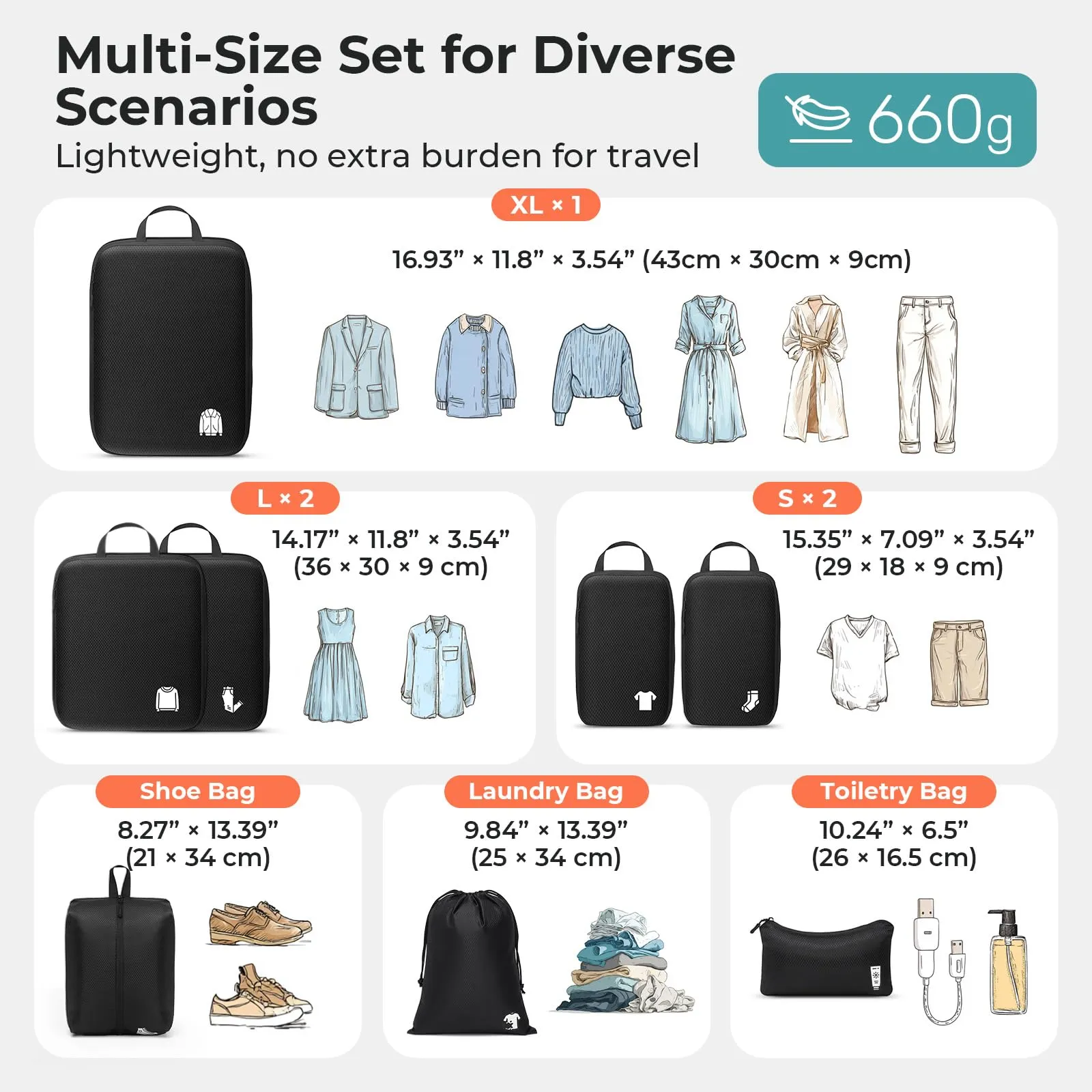 Samfolk Travel Packing Cubes Compression Set, 8 Pieces - immagine 6