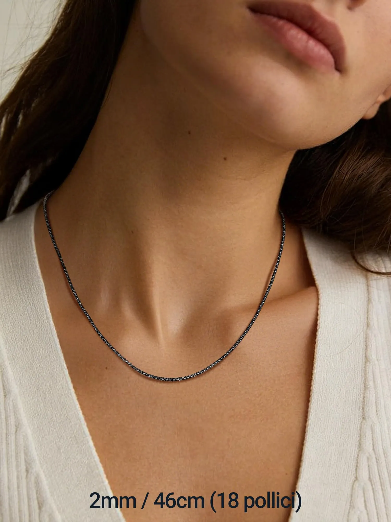 PROSTEEL Collana a Maglia Veneziana in Acciaio Inox Chirurgico, 2mm, 71cm, Nero - immagine 4