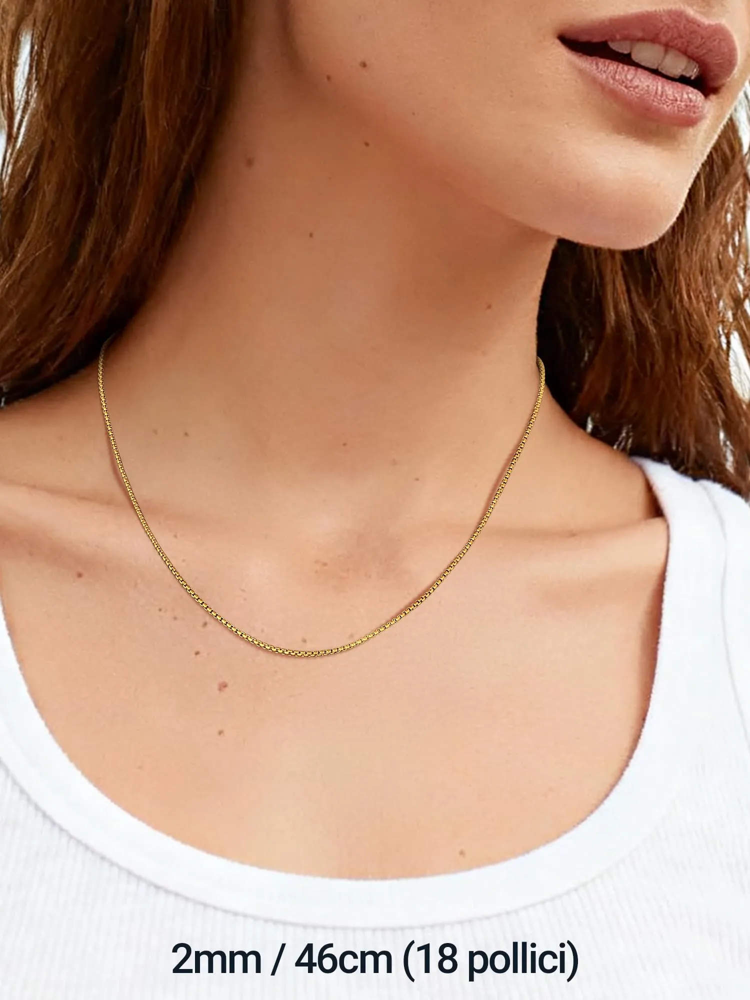 PROSTEEL Collana a Maglia Veneziana in Acciaio Inox Chirurgico, 2mm, 51cm, Oro - immagine 2