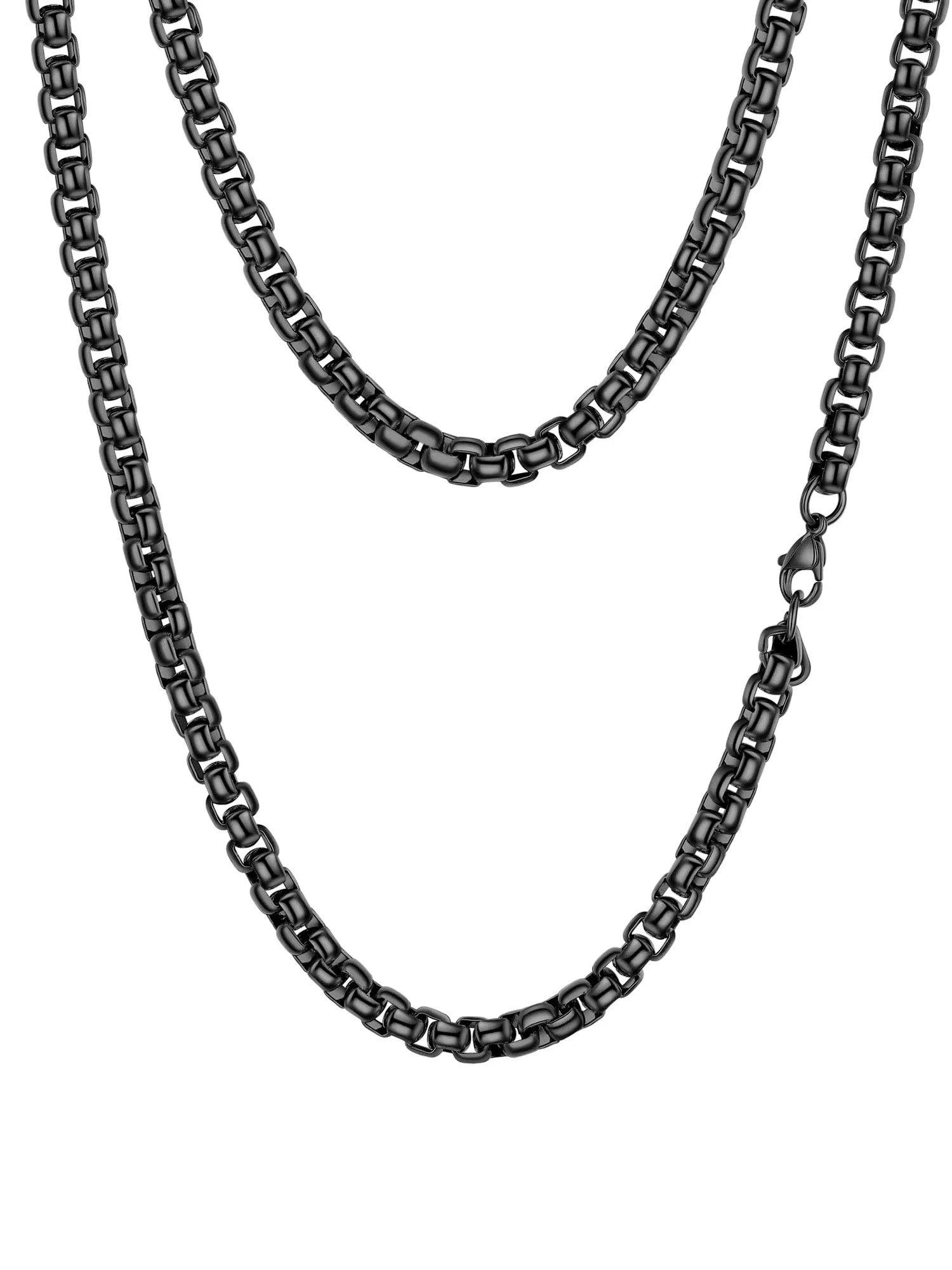 PROSTEEL Collana a Maglia Veneziana in Acciaio Inox Chirurgico, 6mm, 55cm, Nero - immagine 1