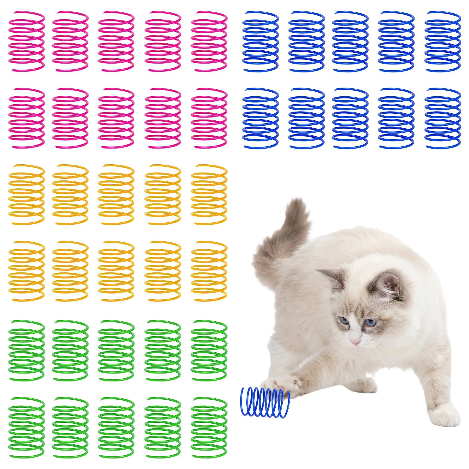 TaimeiMao Giocattoli a Molla con Piume per Gatti, 40 Pezzi, Colorati - immagine 1