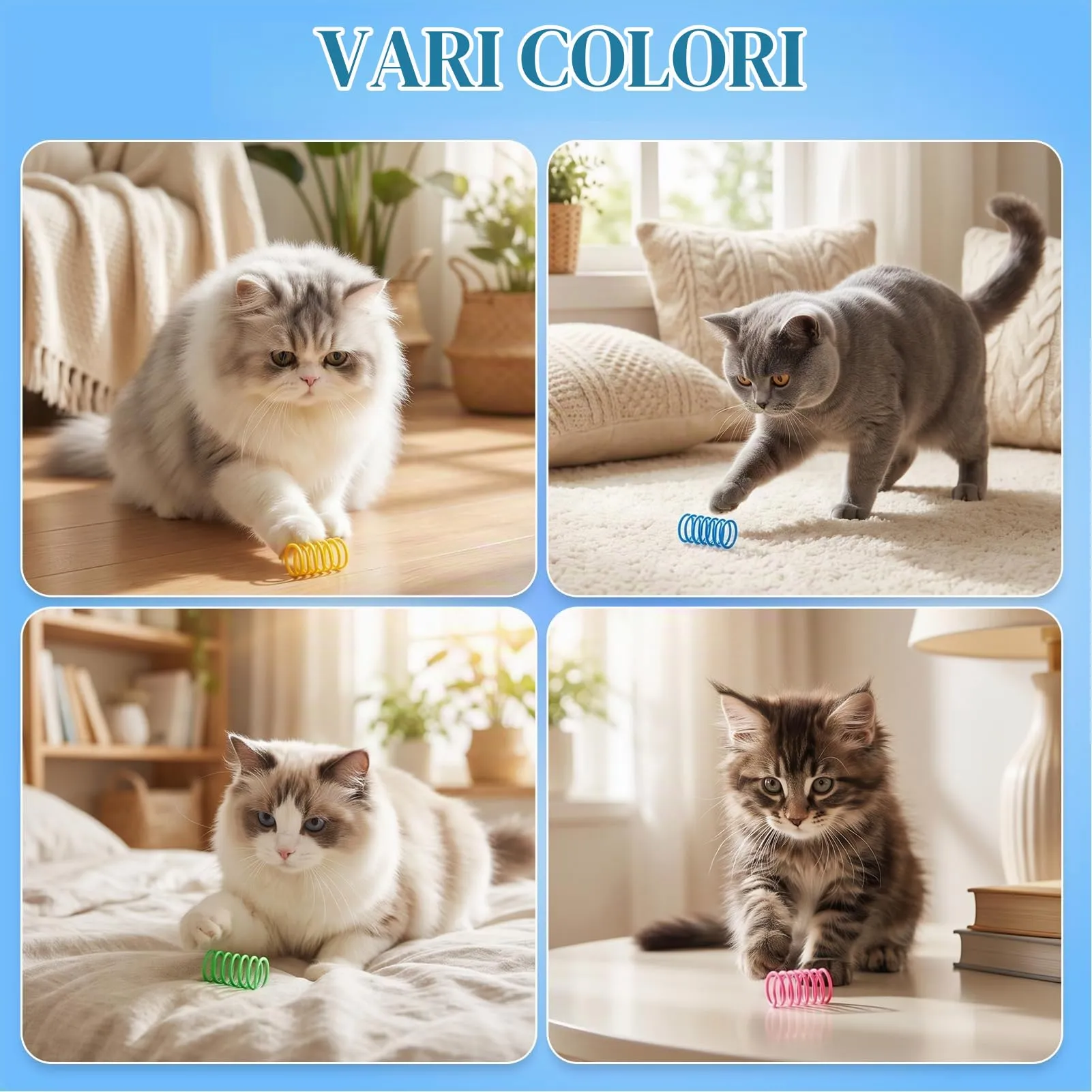 TaimeiMao Giocattoli a Molla con Piume per Gatti, 40 Pezzi, Colorati - immagine 6