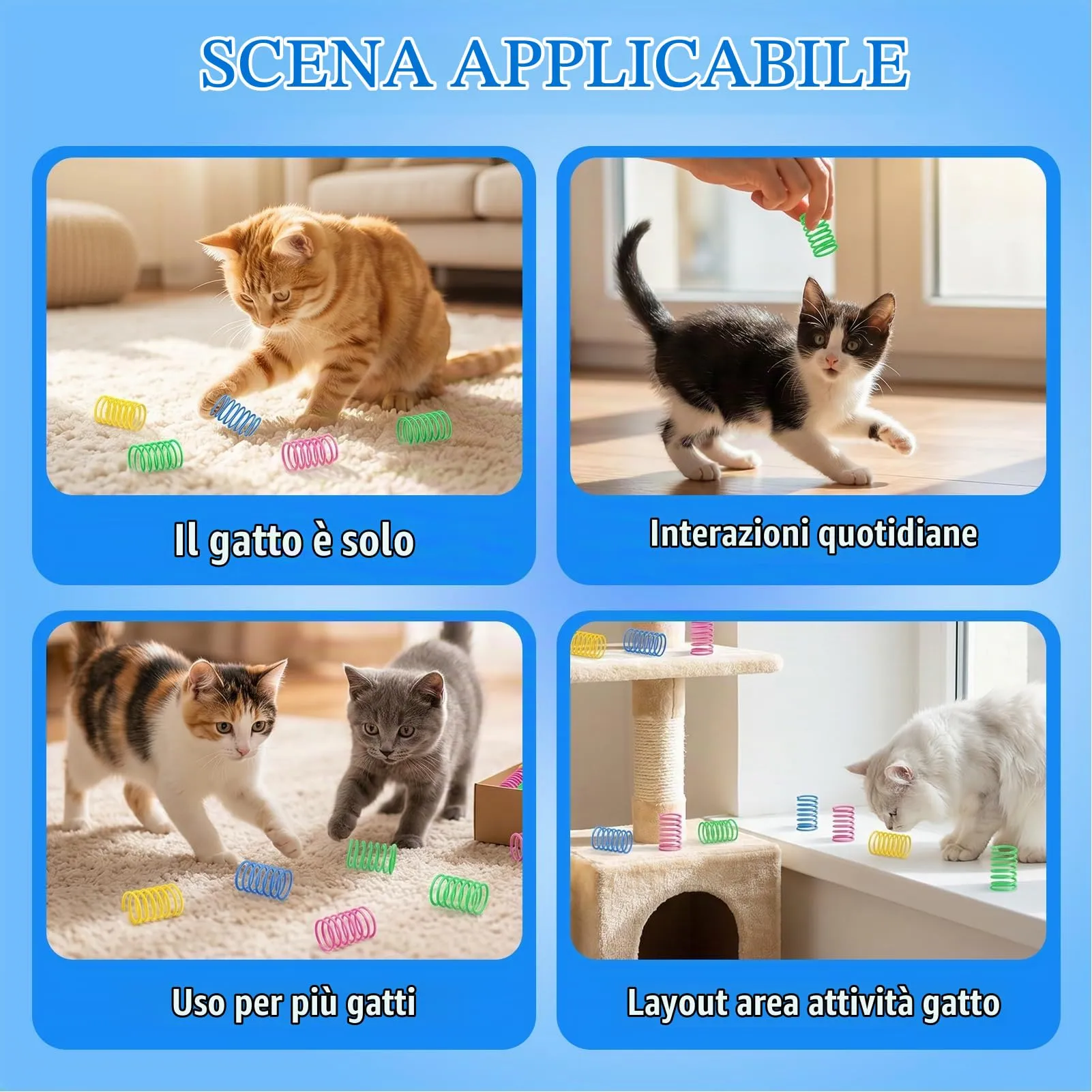 TaimeiMao Giocattoli a Molla con Piume per Gatti, 40 Pezzi, Colorati - immagine 7