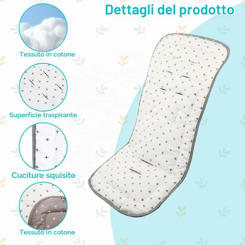 AOGOE Copriseduta Passeggino Universale in Cotone, Cuscino Riduttore Traspirante e Morbido a Doppia Facciata con Bavaglie per Neonati - immagine 3