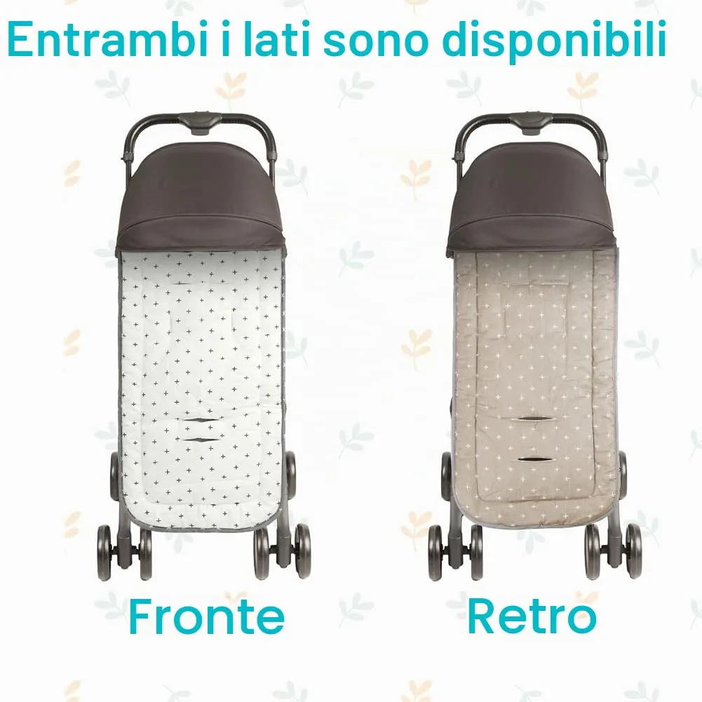 AOGOE Copriseduta Passeggino Universale in Cotone, Cuscino Riduttore Traspirante e Morbido a Doppia Facciata con Bavaglie per Neonati - immagine 6