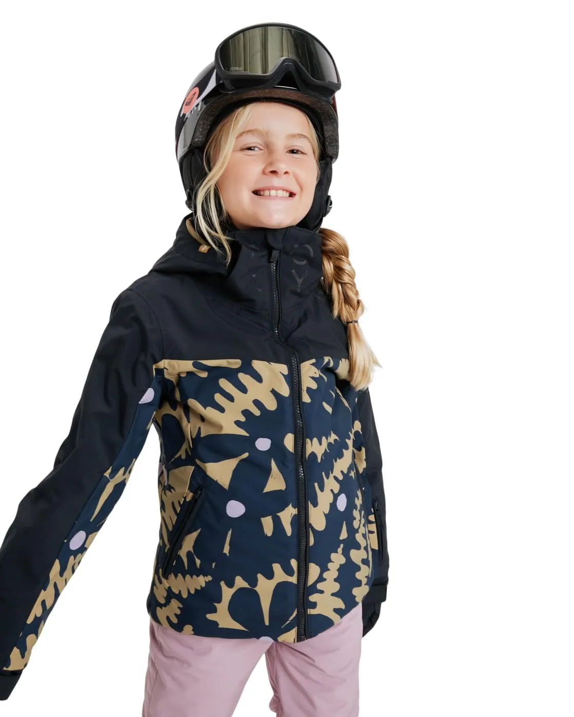 Roxy Free Jet Block Girl Snow Jacket Beige 10 - immagine 3