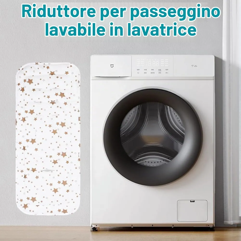 AOGOE Copriseduta Passeggino Universale in Cotone, Cuscino Riduttore Reversibile e Traspirante con Bavaglie per Neonati - immagine 5