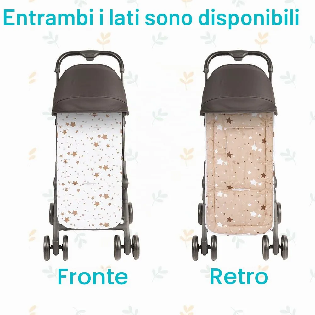 AOGOE Copriseduta Passeggino Universale in Cotone, Cuscino Riduttore Reversibile e Traspirante con Bavaglie per Neonati - immagine 6