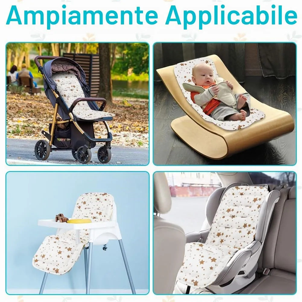 AOGOE Copriseduta Passeggino Universale in Cotone, Cuscino Riduttore Reversibile e Traspirante con Bavaglie per Neonati - immagine 7