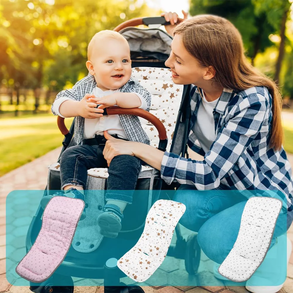 AOGOE Copriseduta Passeggino Universale in Cotone, Cuscino Riduttore Reversibile e Traspirante con Bavaglie per Neonati - immagine 9