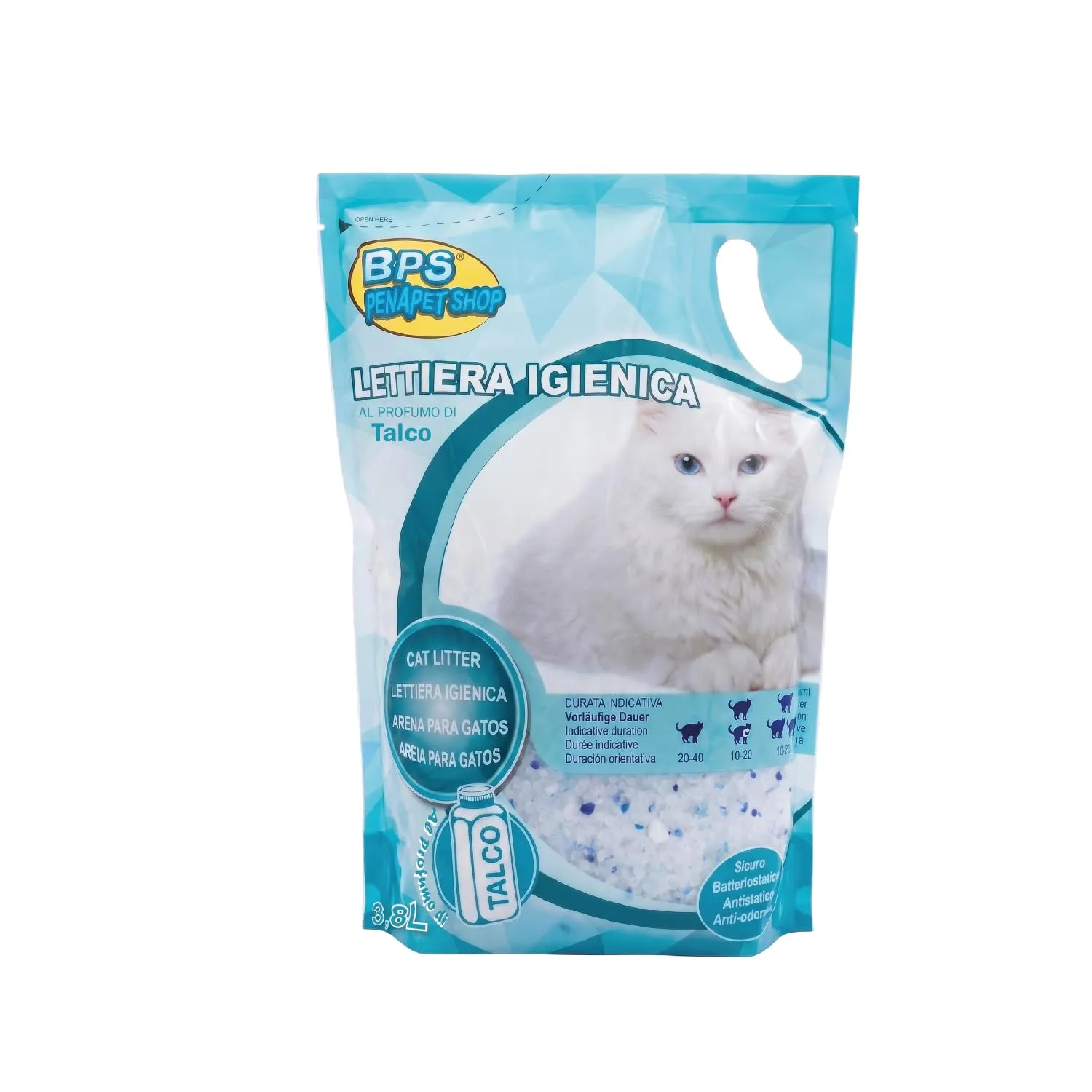 BPS Buena Pet Shop Lettiera per Gatti in Cristalli di Silicio Talco, 30.4L (8 Buste da 3.8L) - immagine 2