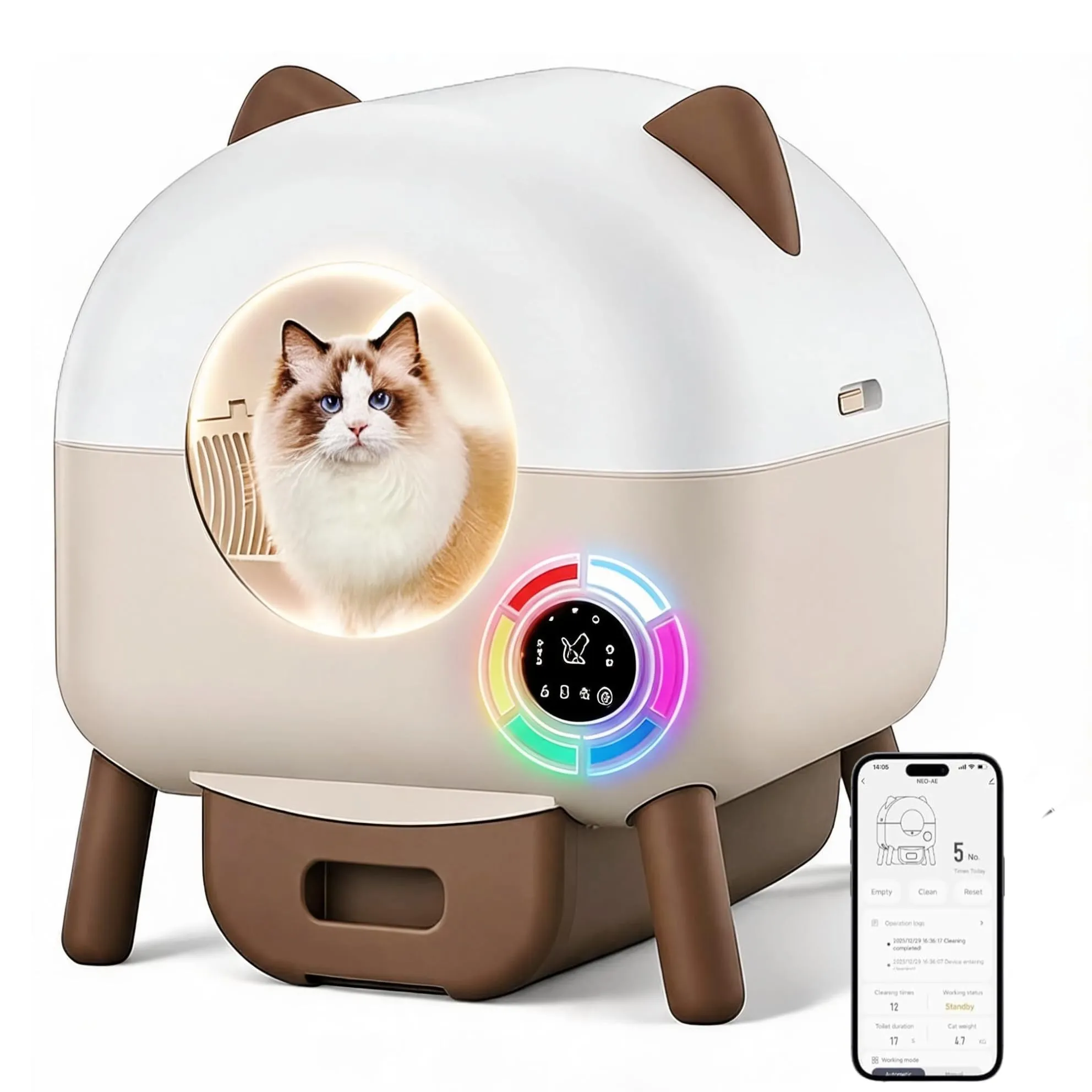 SEERFashion Lettiera Gatto Autopulente con App, Automatica, Capacità 89 L, Triplo Sensore di Sicurezza, Modello XXL - immagine 1