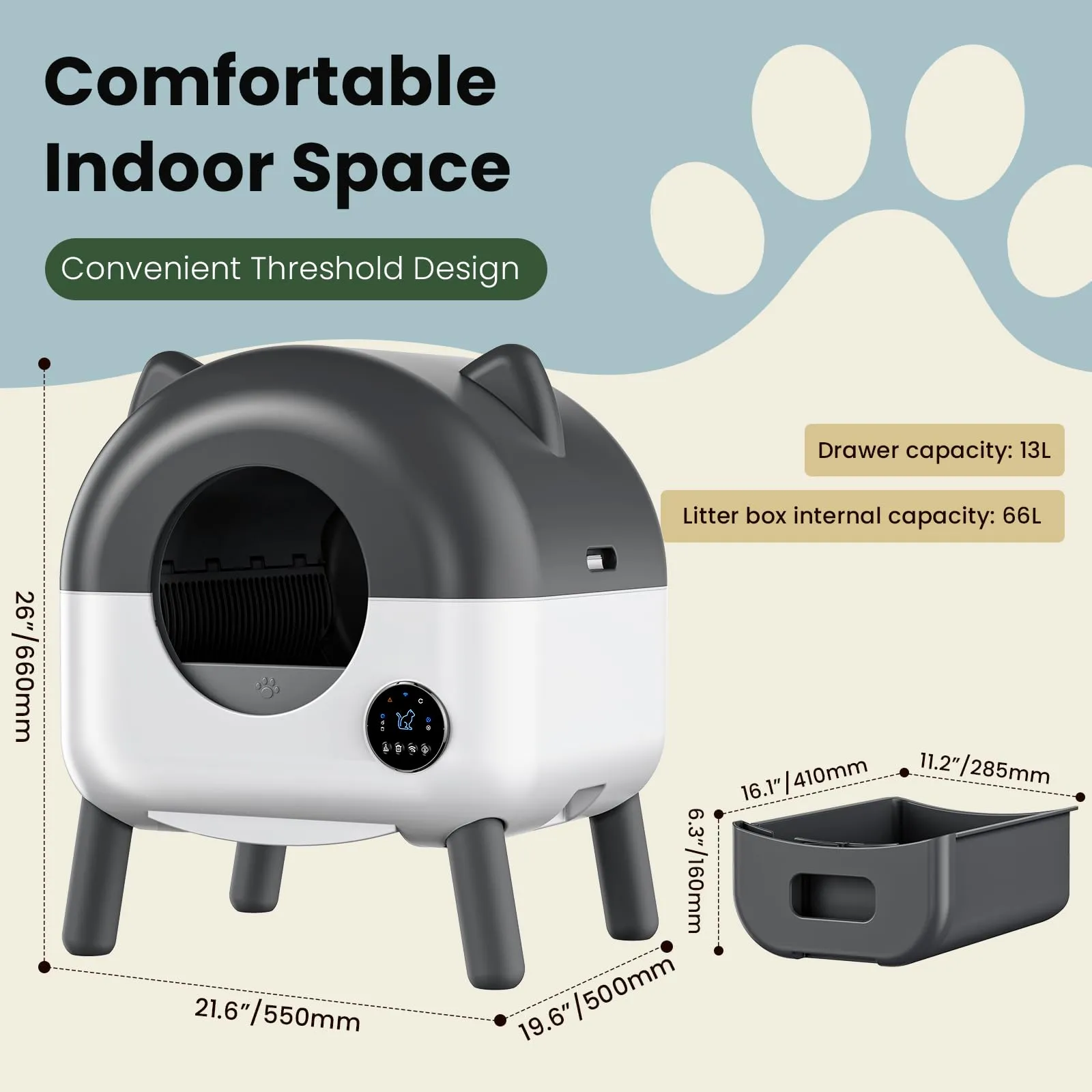 SEERFashion Lettiera Gatto Autopulente XXL con App, Capacità 89 L, Triplo Sensore di Sicurezza - immagine 2