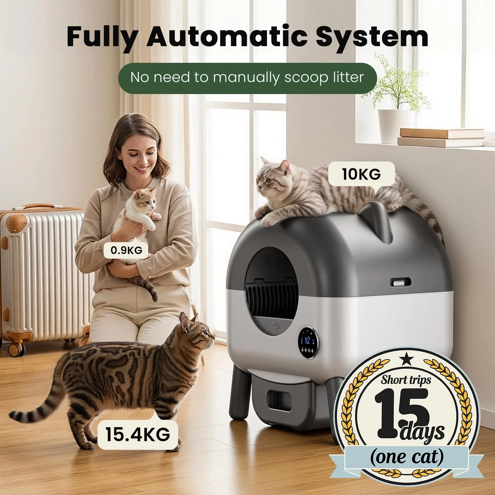 SEERFashion Lettiera Gatto Autopulente XXL con App, Capacità 89 L, Triplo Sensore di Sicurezza - immagine 5