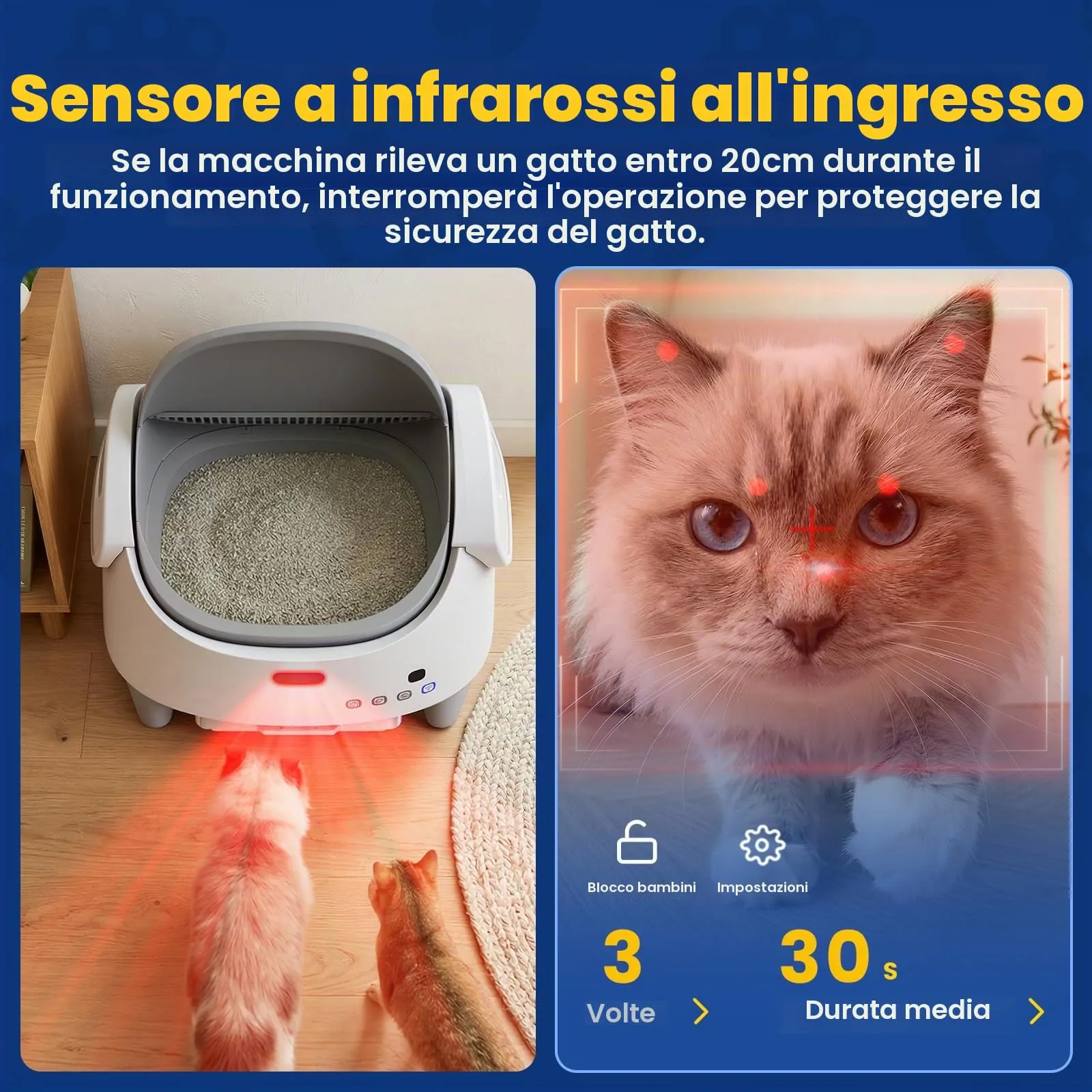 SEERFashion Lettiera Gatto Autopulente Aperta con App, Automatica, Capacità XXL, Triplo Sensore di Sicurezza - immagine 4