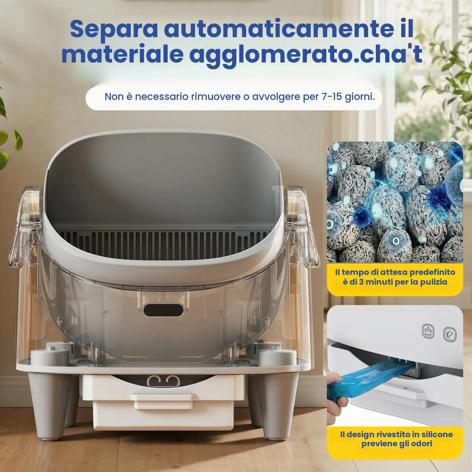 SEERFashion Lettiera Gatto Autopulente Aperta con App, Automatica, Capacità XXL, Triplo Sensore di Sicurezza - immagine 7
