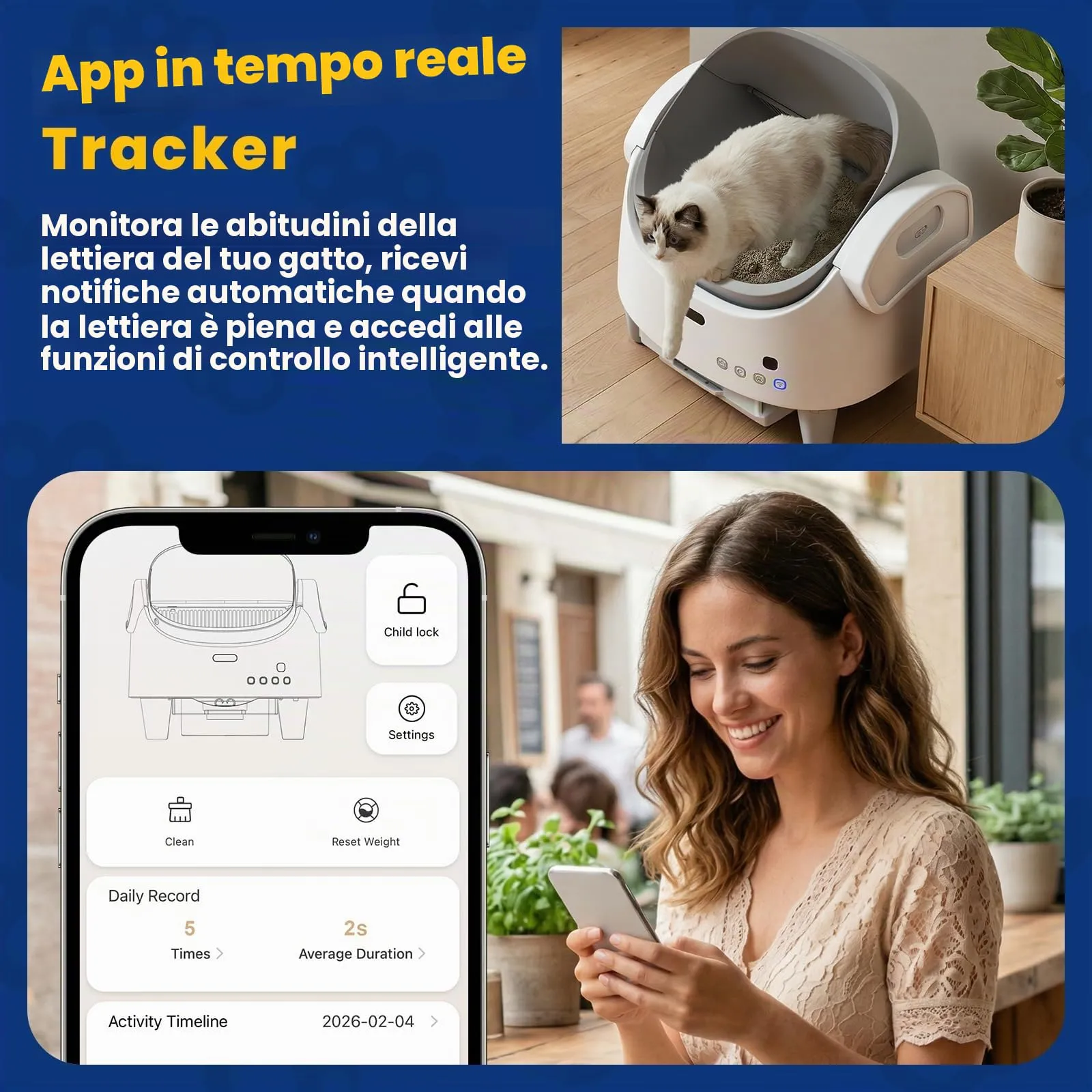 SEERFashion Lettiera Gatto Autopulente Aperta con App, Automatica, Capacità XXL, Triplo Sensore di Sicurezza - immagine 8