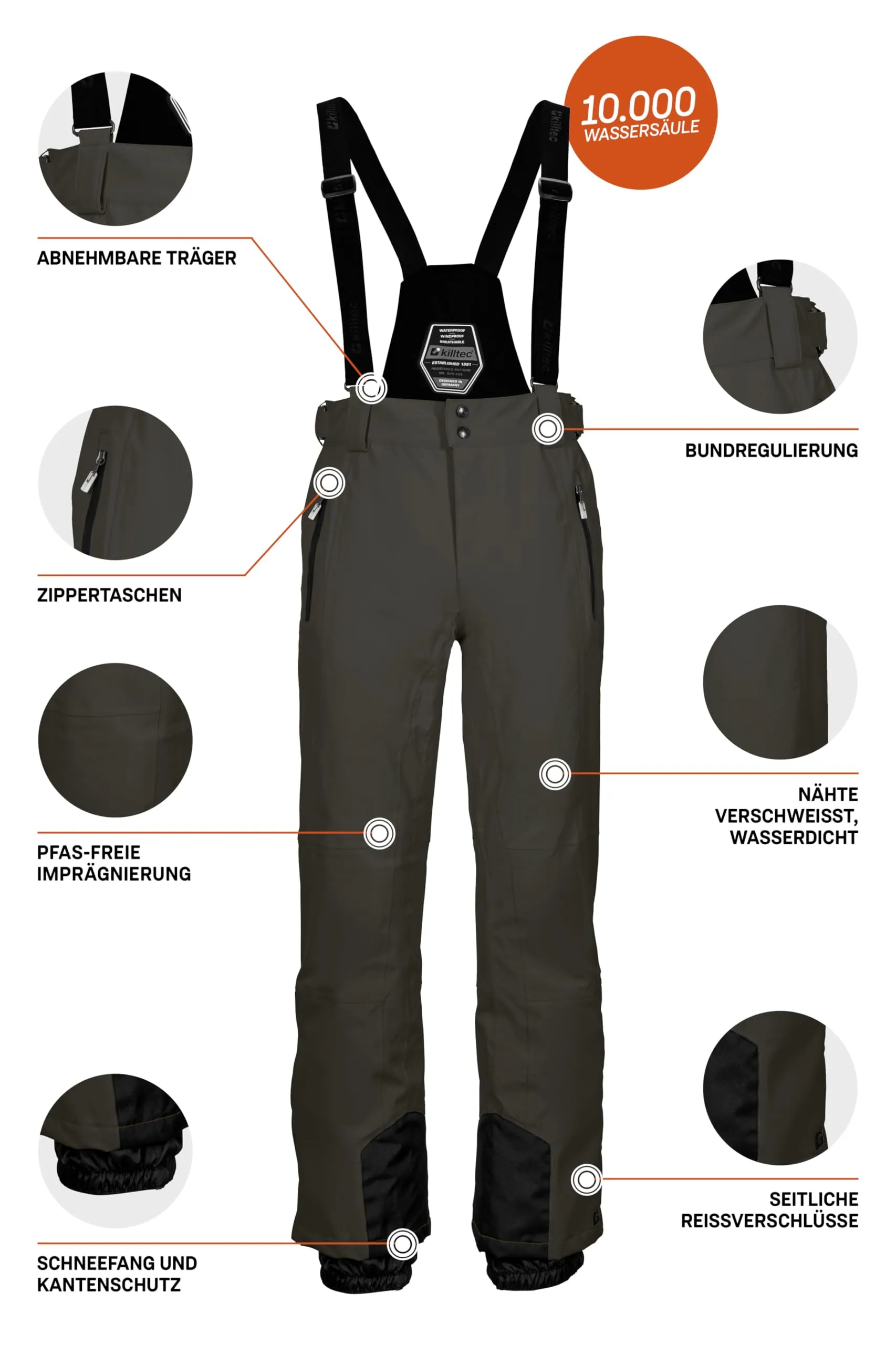 Killtec KSW 100 Enosh MN Ski Pants, Dark Olive, XL, 43431-000 - immagine 6