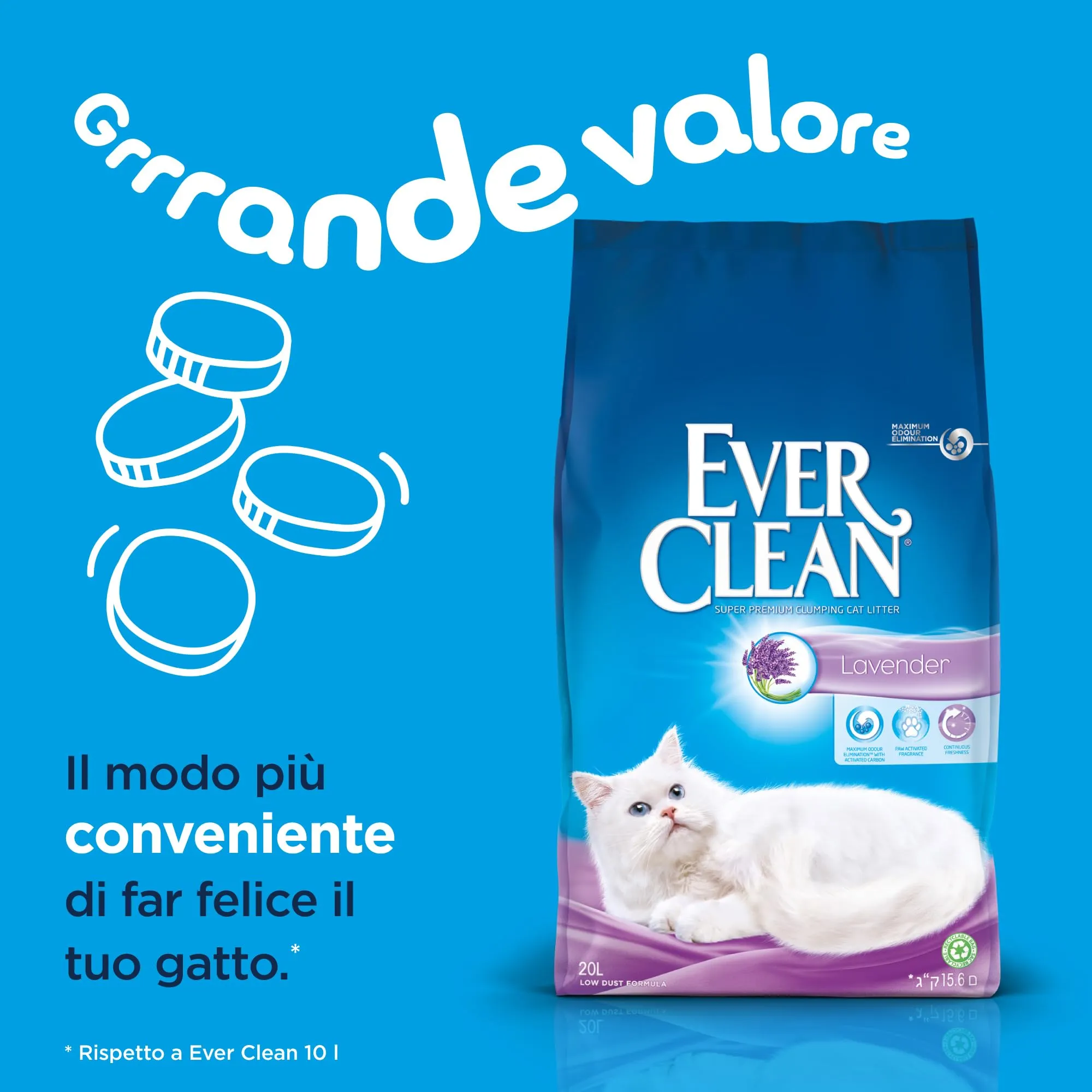 Ever Clean Extra Hygiene Profumo di Lavanda Lettiera Agglomerante per Gatti 20 L - immagine 4