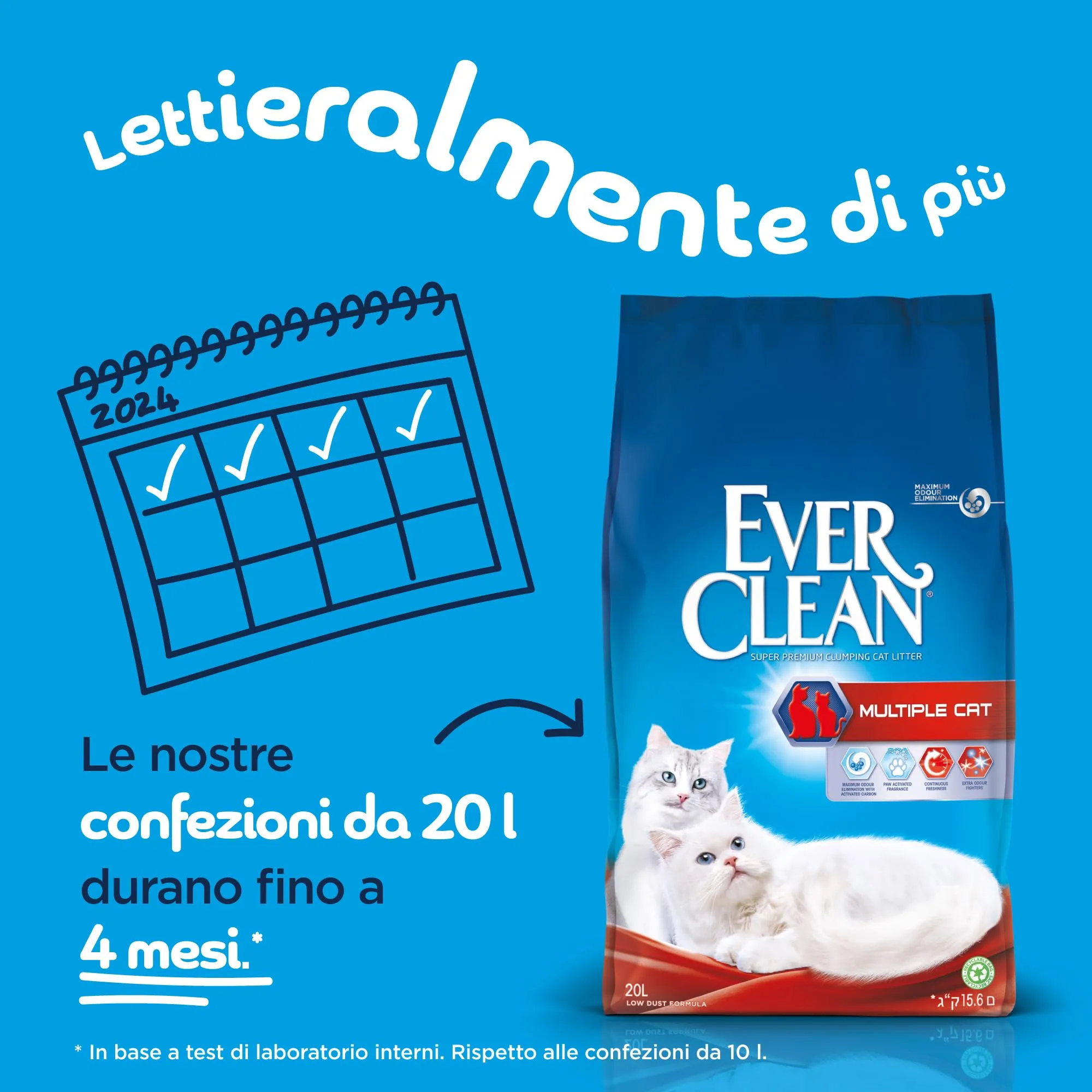 Ever Clean Multicat Lettiera Agglomerante per Gatti, 20 L - immagine 2