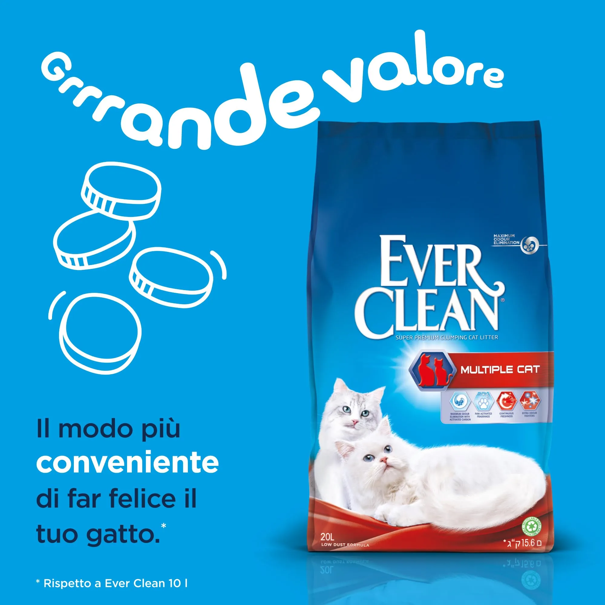 Ever Clean Multicat Lettiera Agglomerante per Gatti, 20 L - immagine 3