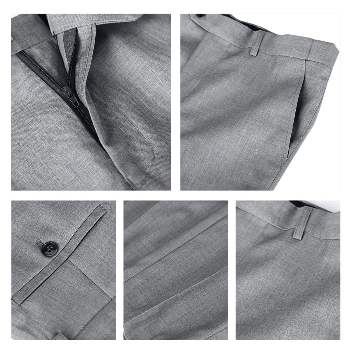 YOUTHUP Abito Uomo 3 Pezzi Slim Fit Blazer Panciotto Pantaloni Grigio Chiaro 3XL - immagine 6