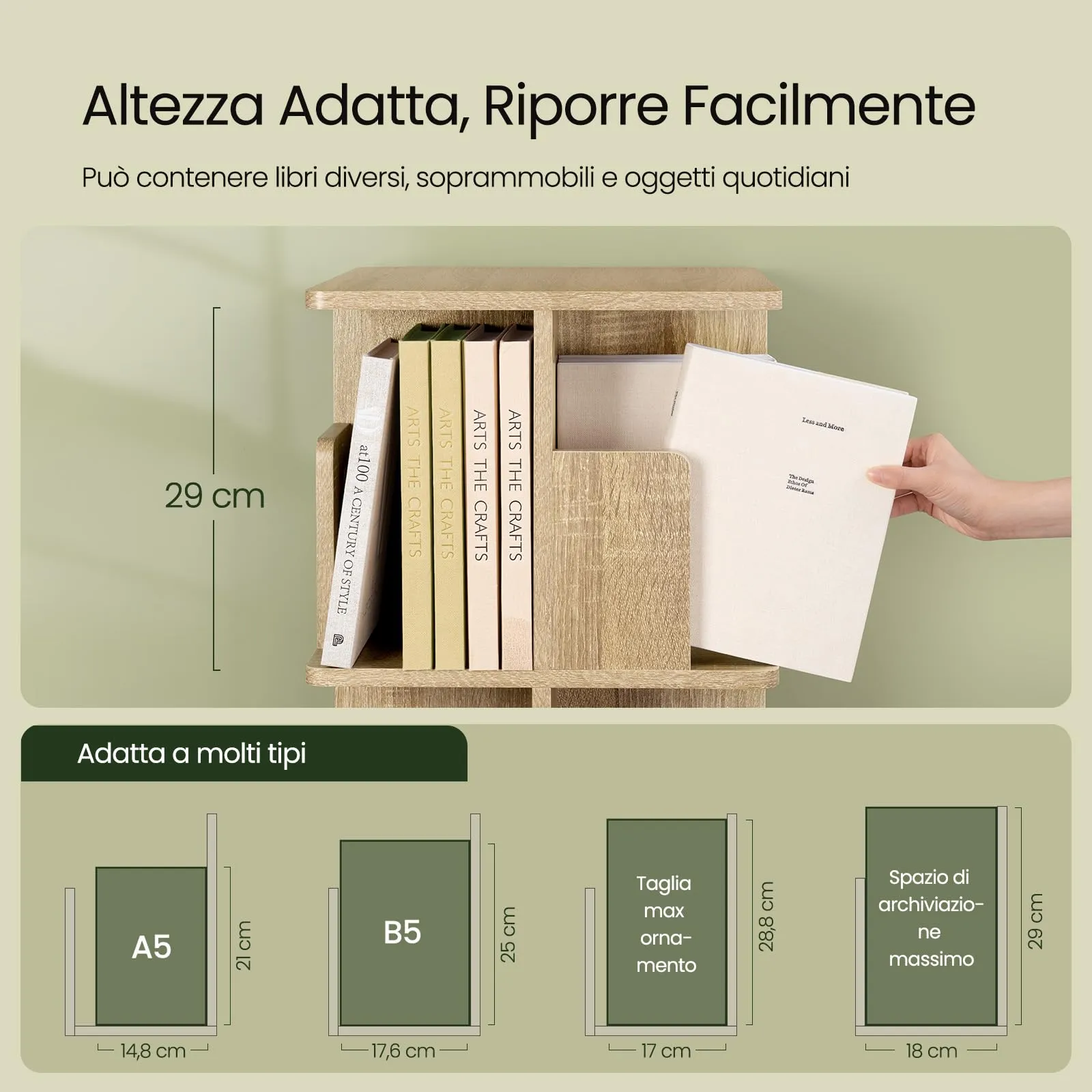 EUGAD Libreria Girevole 3 Livelli 12 Scomparti, 40x40x94,5 cm, Rovere Chiaro - immagine 2