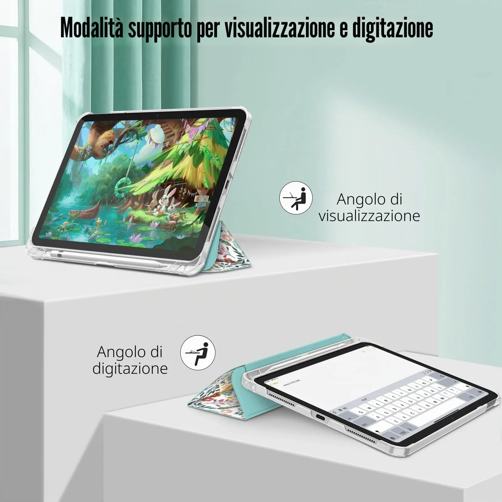 FINTIE Cover for iPad 11th Gen 11" (2025) / iPad 10th Gen 10.9" (2022) - Floral Pattern - Z-Spring Bloom - immagine 4