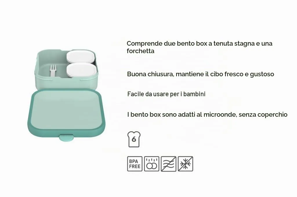 Mepal Campus Bento Lunch Box Grande con 2 scomparti a prova di perdite e forchetta - immagine 3