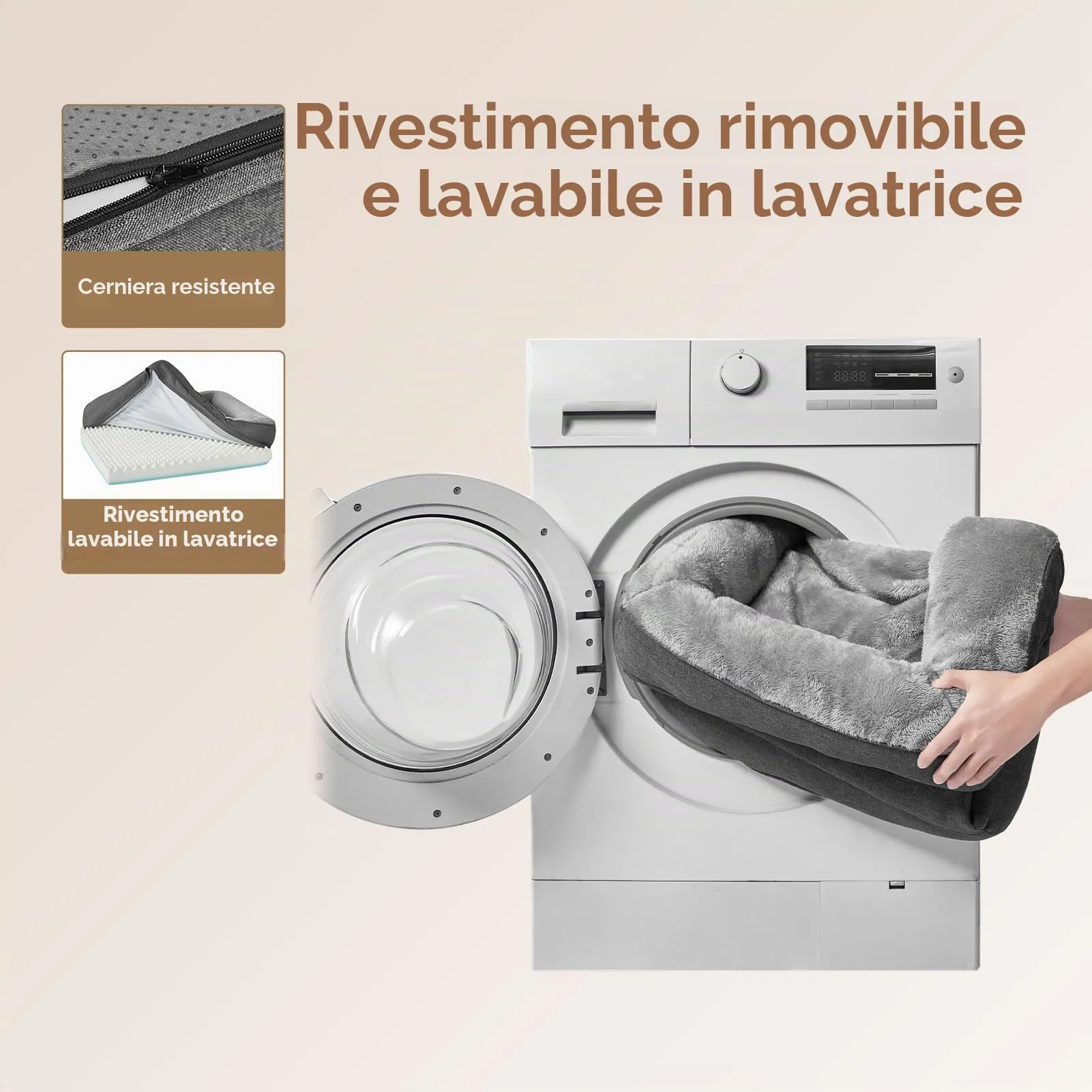 EHEYCIGA Cuccia Cane Interno Taglia Media, 76x51x16.5cm, Grigio Scuro - immagine 6