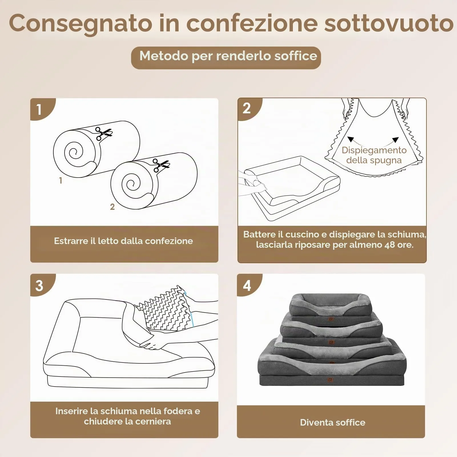 EHEYCIGA Cuccia Cane Interno Taglia Media, 76x51x16.5cm, Grigio Scuro - immagine 7