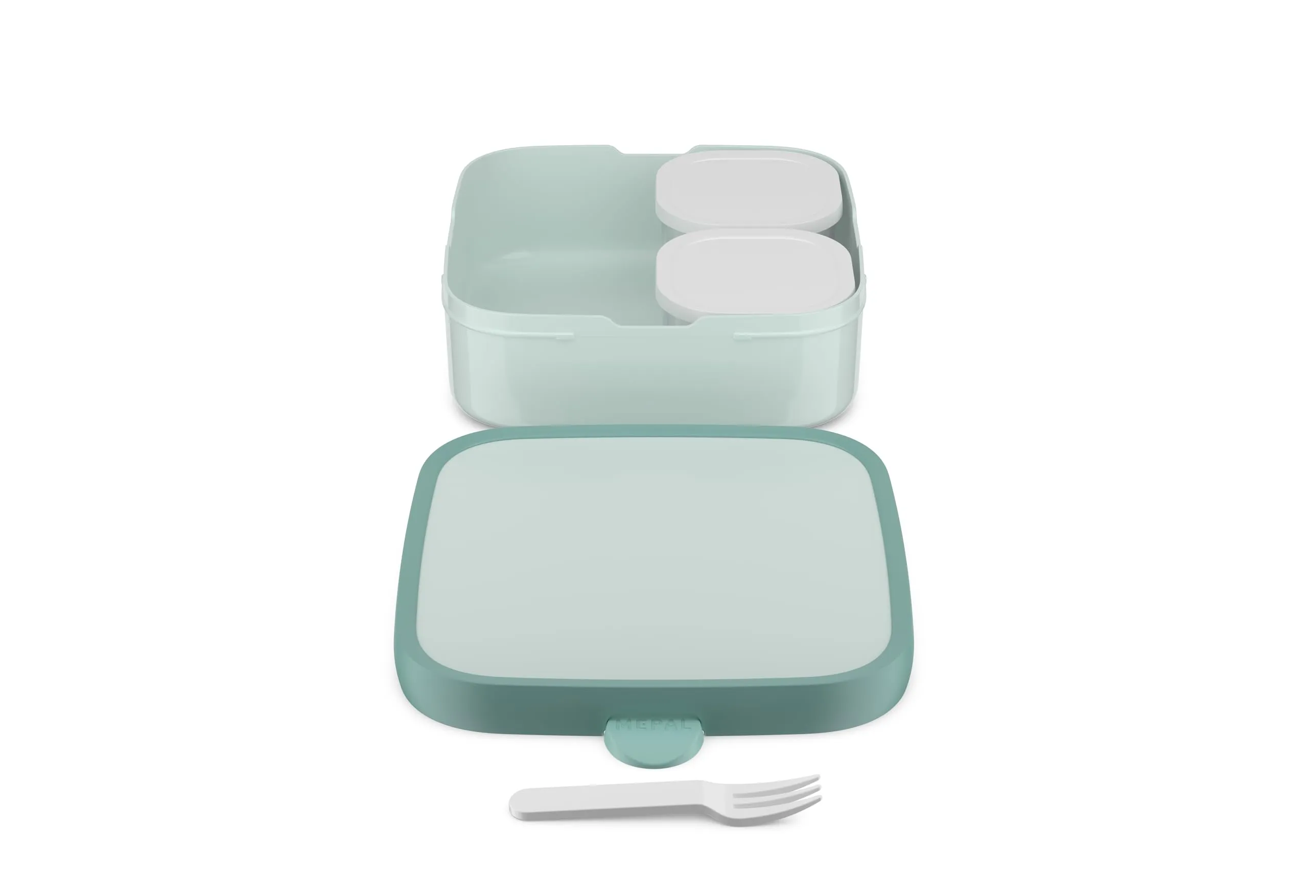 Mepal Campus Porta Pranzo Bento Grande, 2 Scatole Rimovibili e Forchetta, 1650 ml, Cool Mint - immagine 2