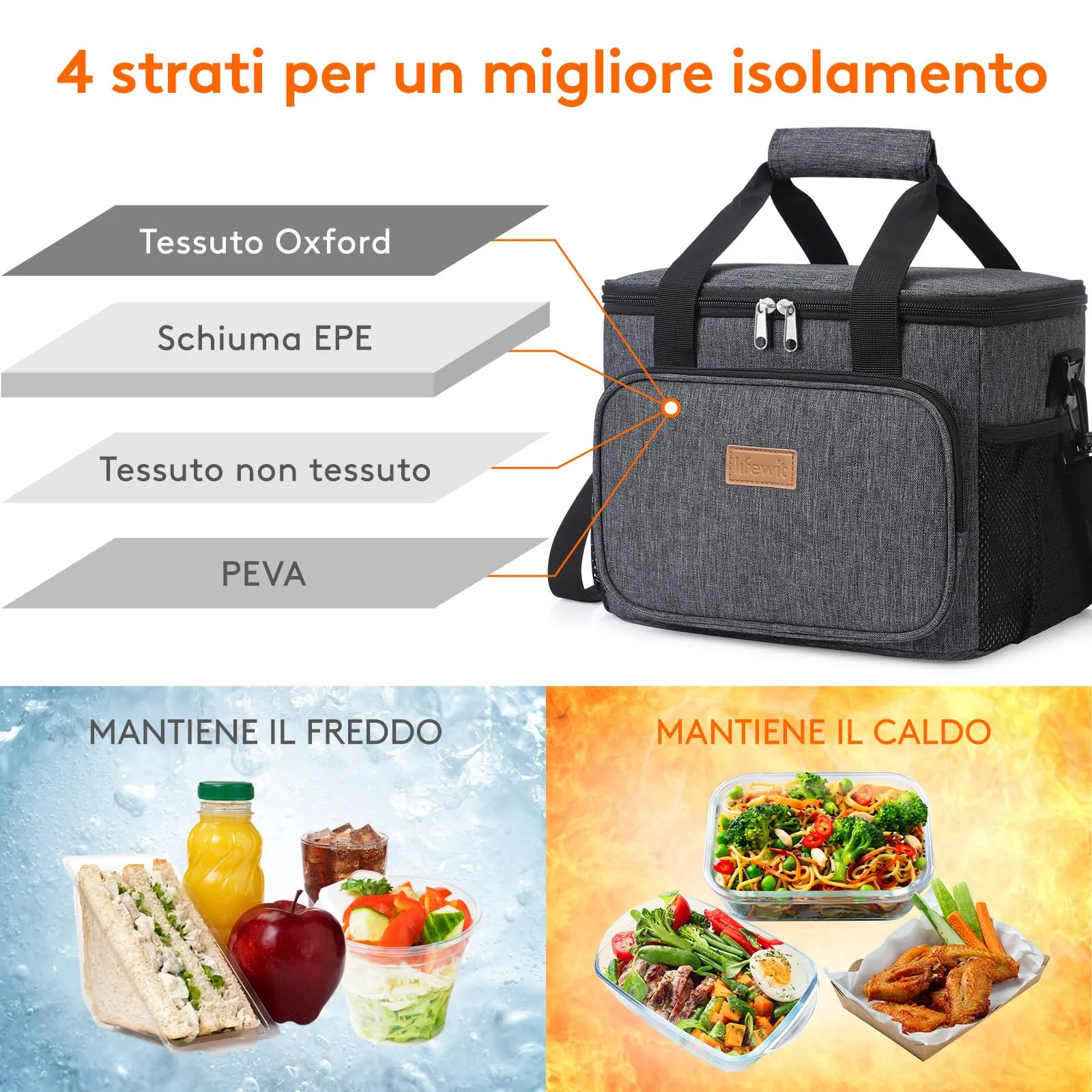 Lifewit Borsa Termica Porta Pranzo 15L - immagine 3