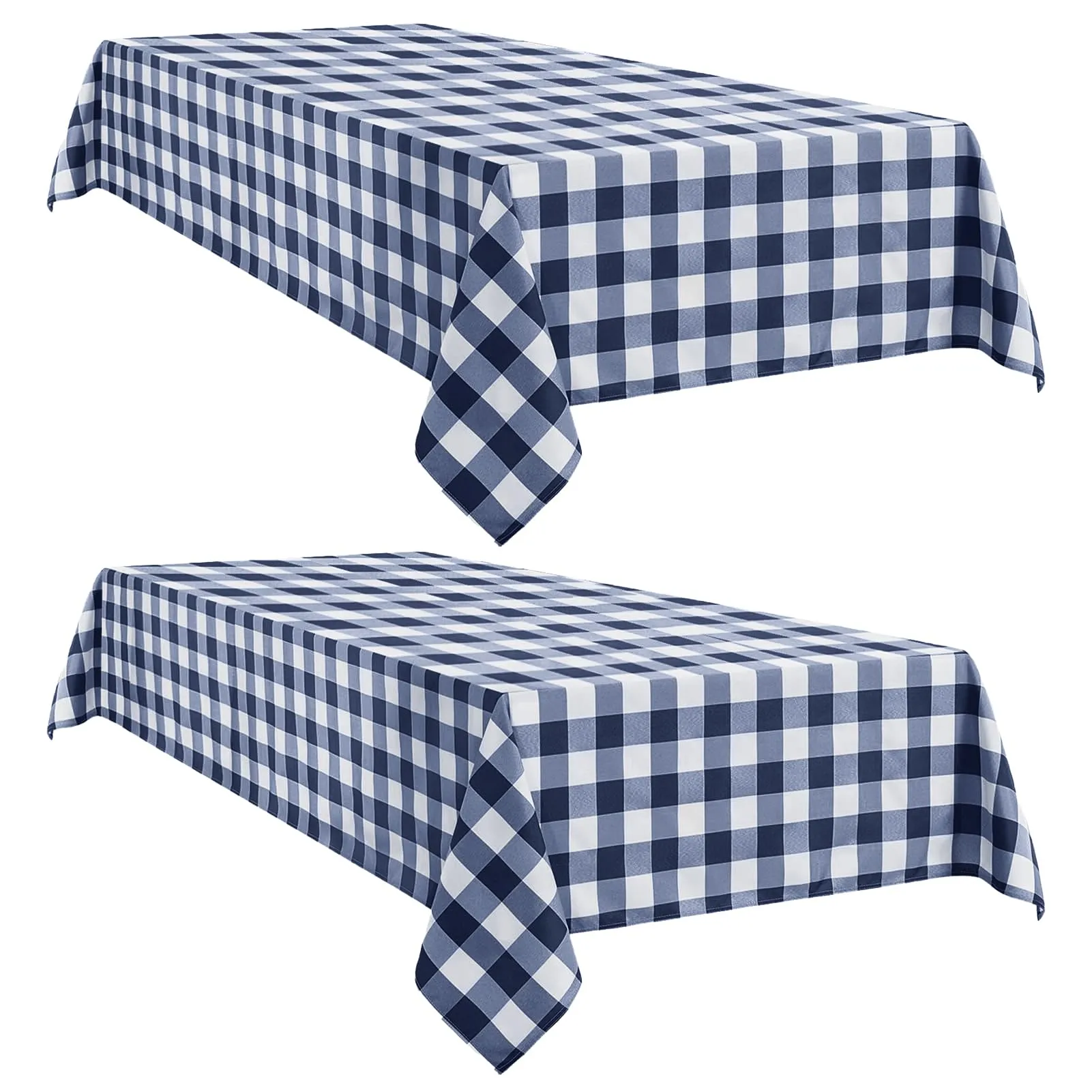 Softalker Tovaglie a Quadretti in Poliestere, Impermeabili e Antimacchia, 137 x 137 cm, Blu Navy e Bianco, Confezione da 2 - immagine 2