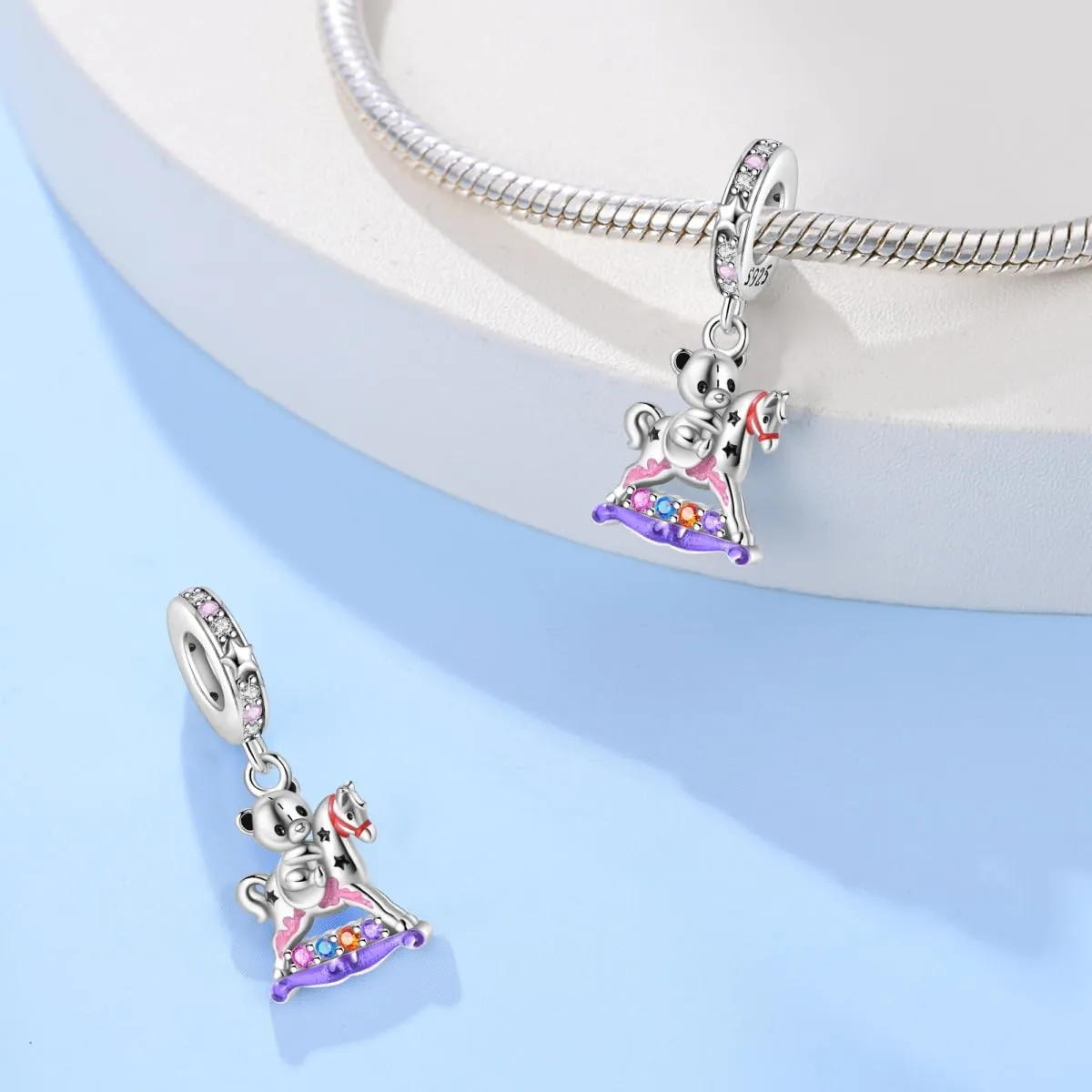 KUNSIR Ciondolo in Argento Sterling 925 con Cubic Zirconia per Braccialetti e Collane Europei - immagine 2