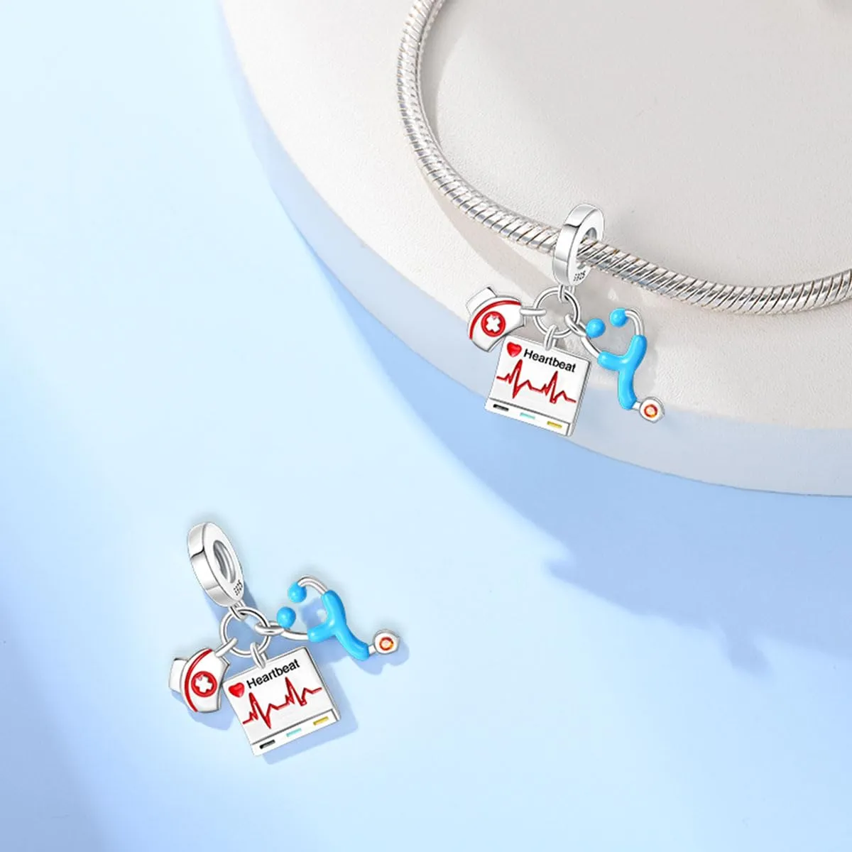 KUNSIR Bead Charm in Argento Sterling 925 con Cubic Zirconia, Compatibile con Braccialetti e Collane Europei - immagine 2