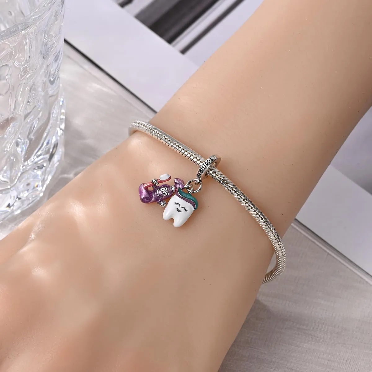 KUNSIR Bead Charm in Argento Sterling 925 con Cubic Zirconia per Braccialetti e Collane Europei - immagine 4