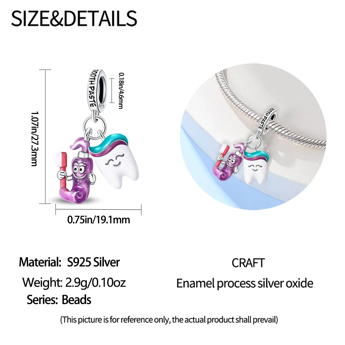 KUNSIR Bead Charm in Argento Sterling 925 con Cubic Zirconia per Braccialetti e Collane Europei - immagine 5