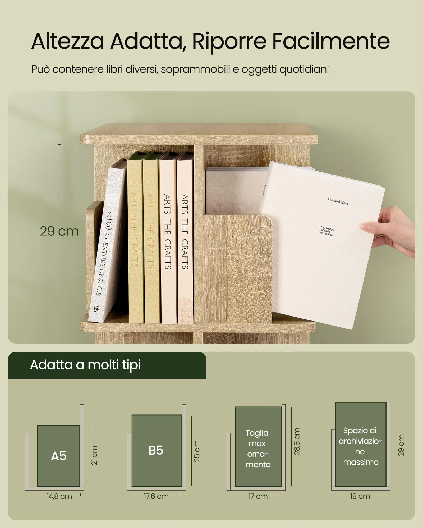 EUGAD Libreria Rotante a 5 Livelli, Scaffale d'Angolo a Pavimento, Rovere Chiaro - immagine 4