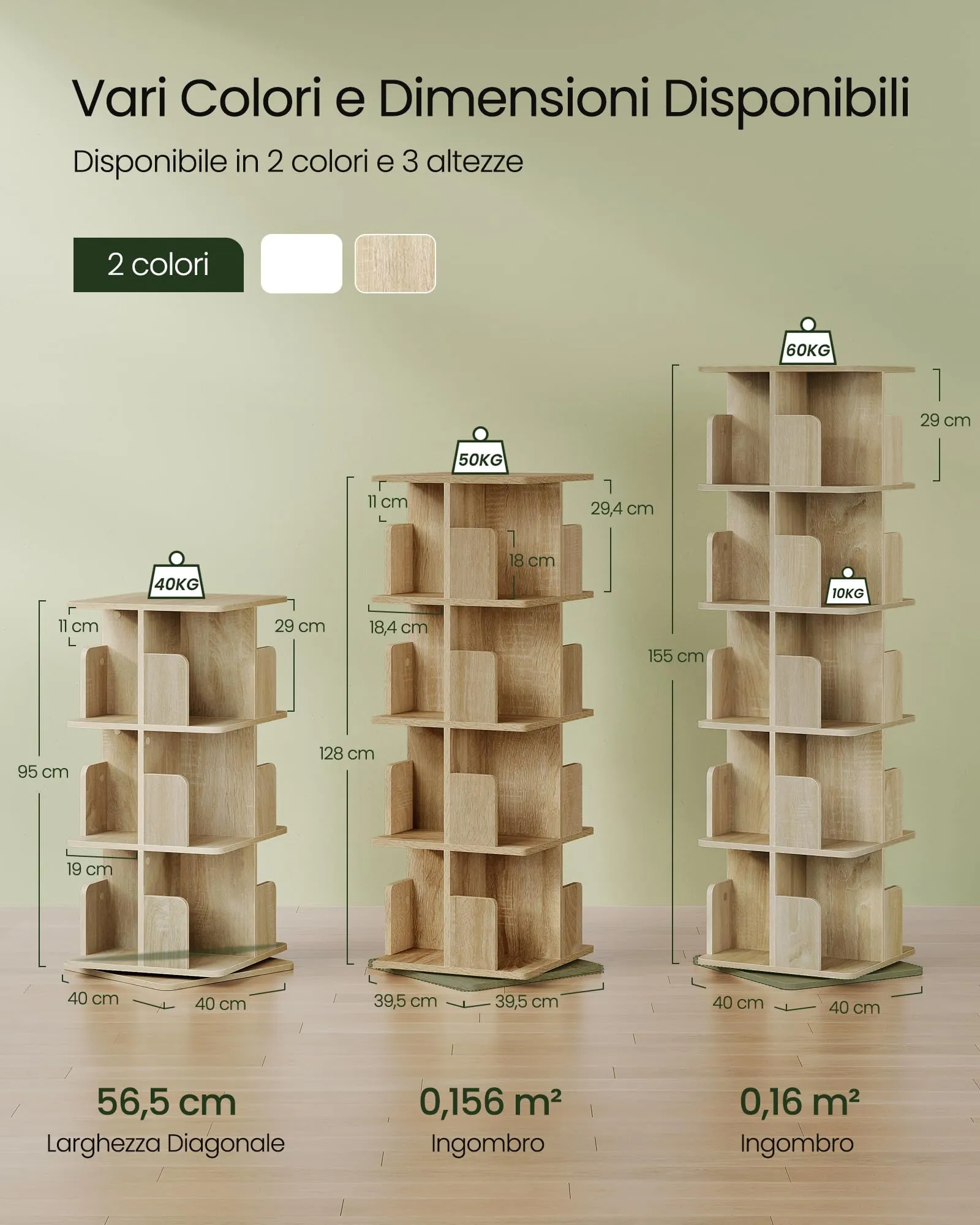 EUGAD Libreria Rotante a 5 Livelli, Scaffale d'Angolo a Pavimento, Rovere Chiaro - immagine 8